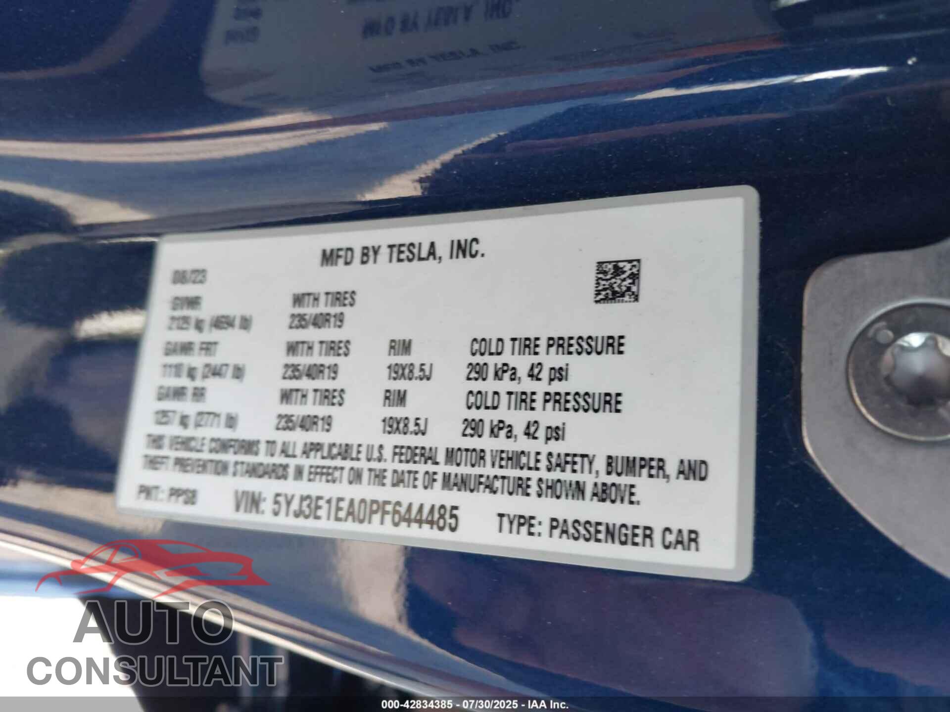 TESLA MODEL 3 2023 - 5YJ3E1EA0PF644485