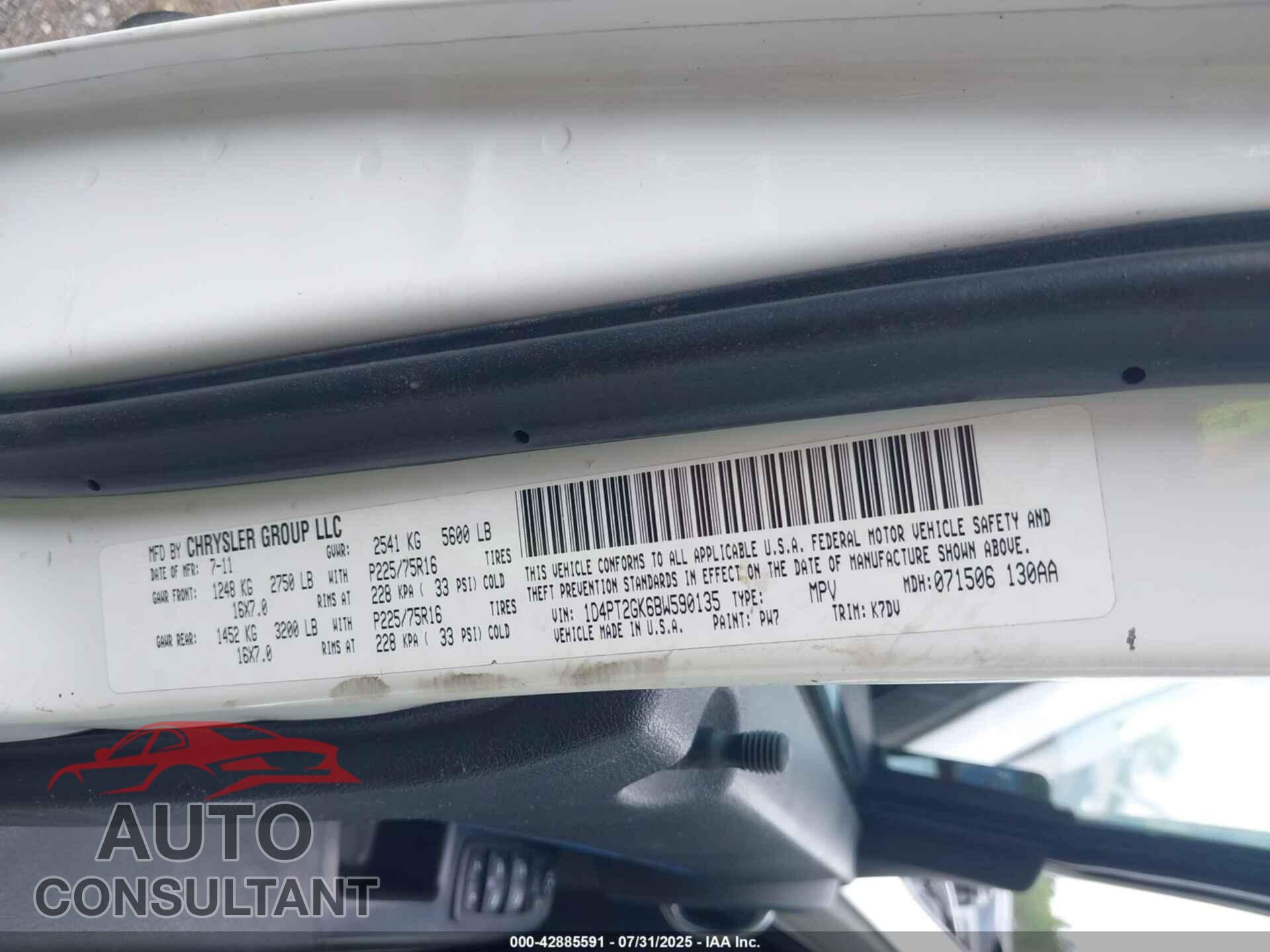 DODGE NITRO 2011 - 1D4PT2GK6BW590135