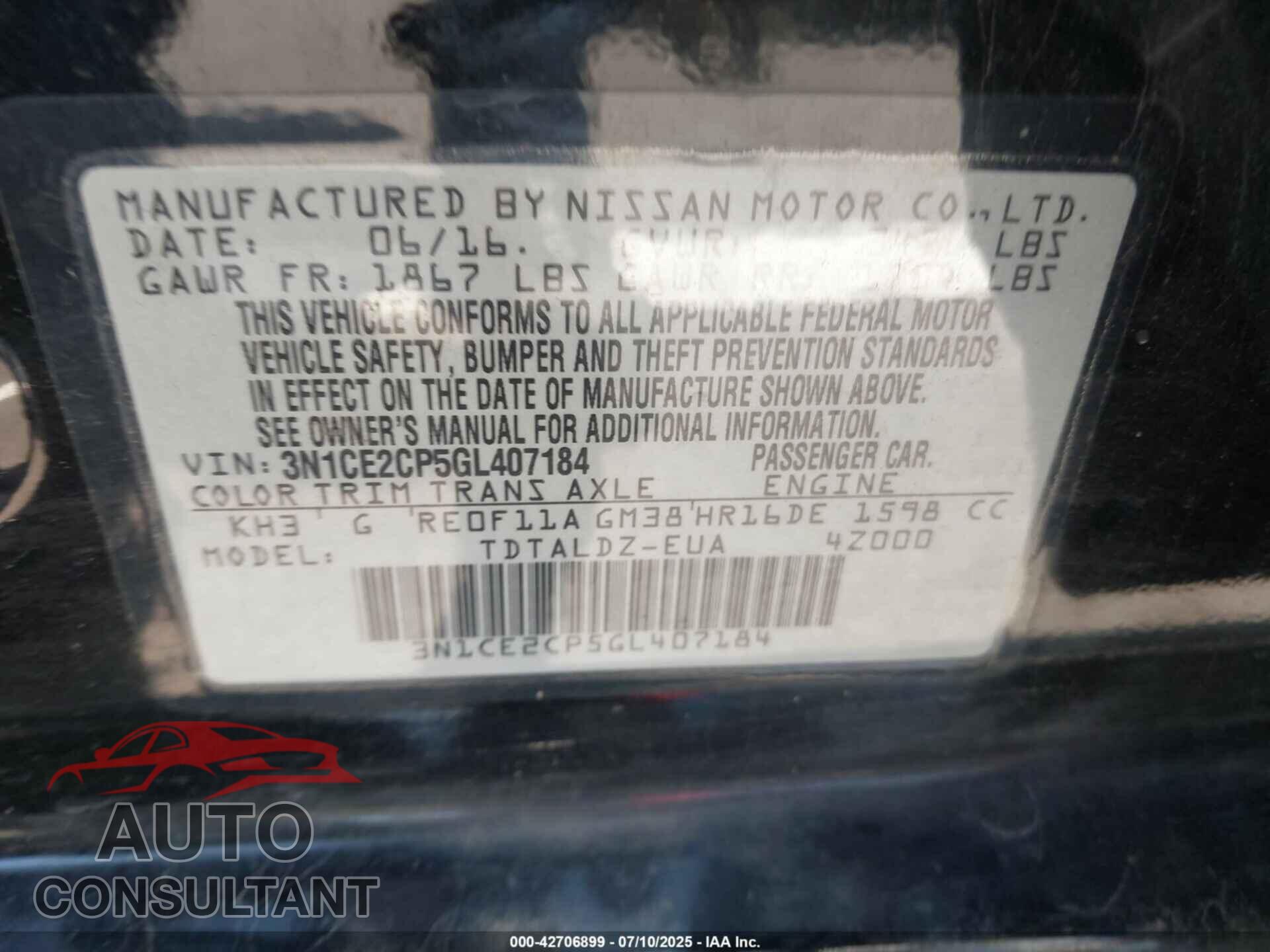 NISSAN VERSA NOTE 2016 - 3N1CE2CP5GL407184
