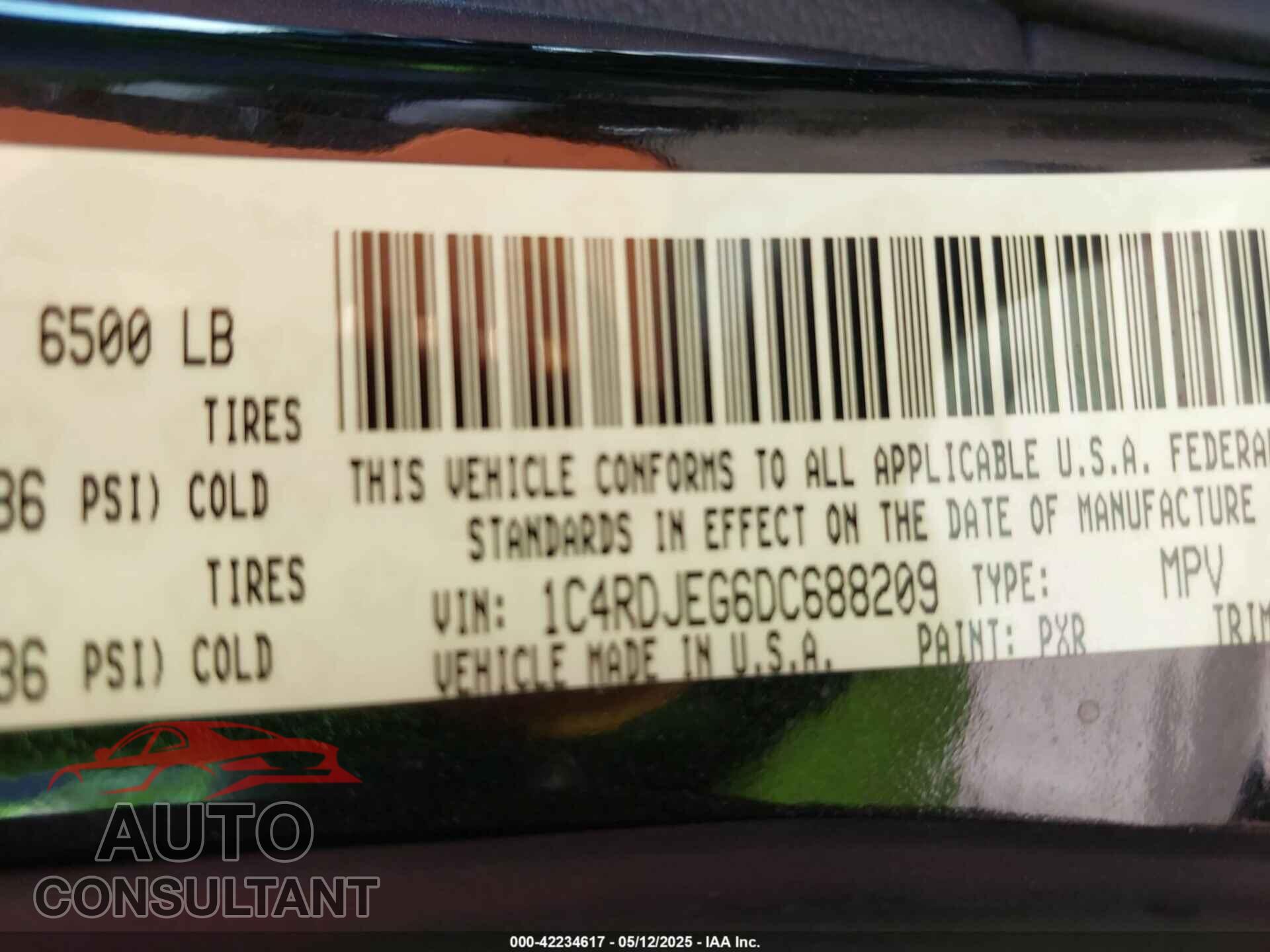 DODGE DURANGO 2013 - 1C4RDJEG6DC688209
