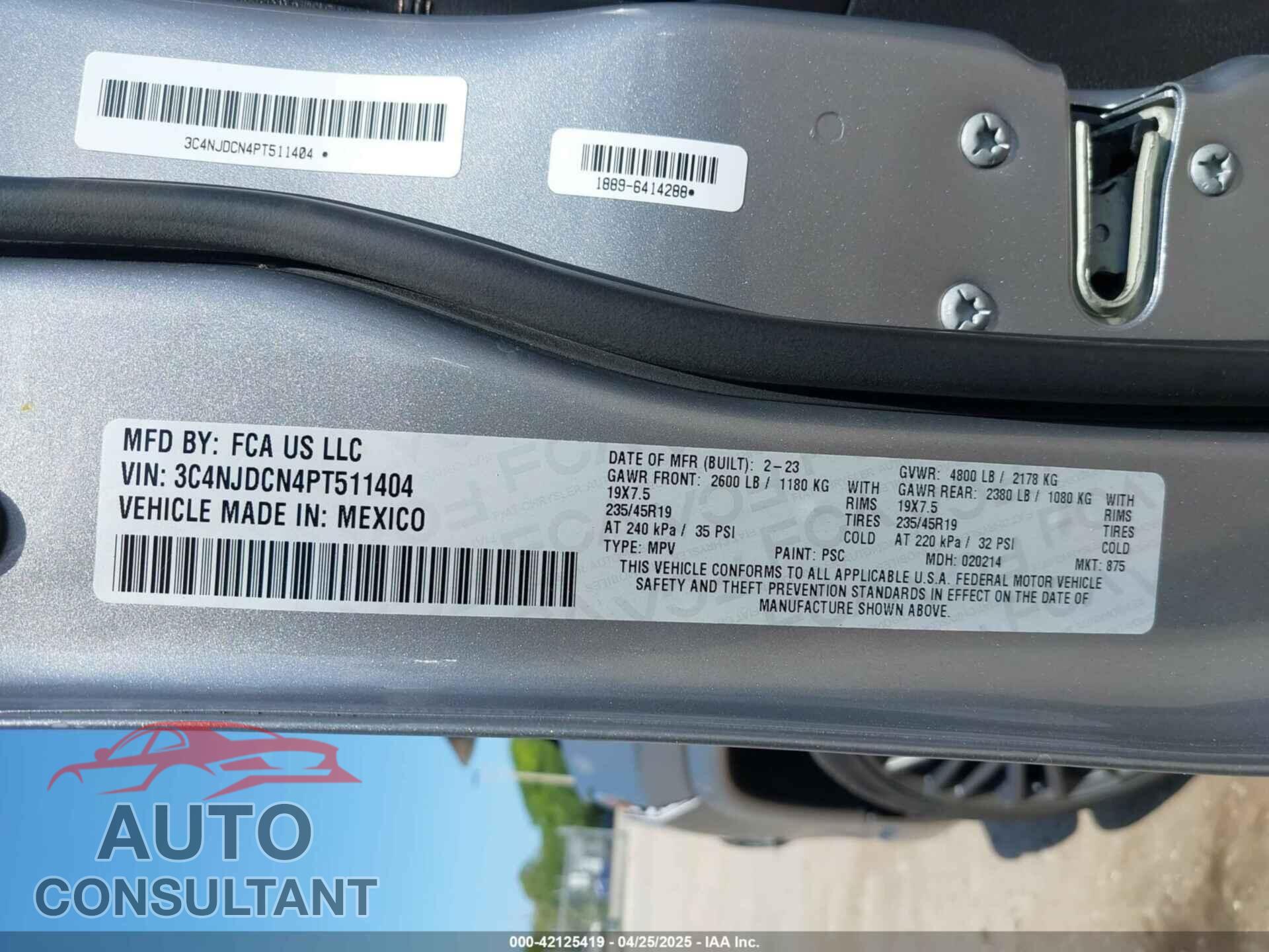 JEEP COMPASS 2023 - 3C4NJDCN4PT511404