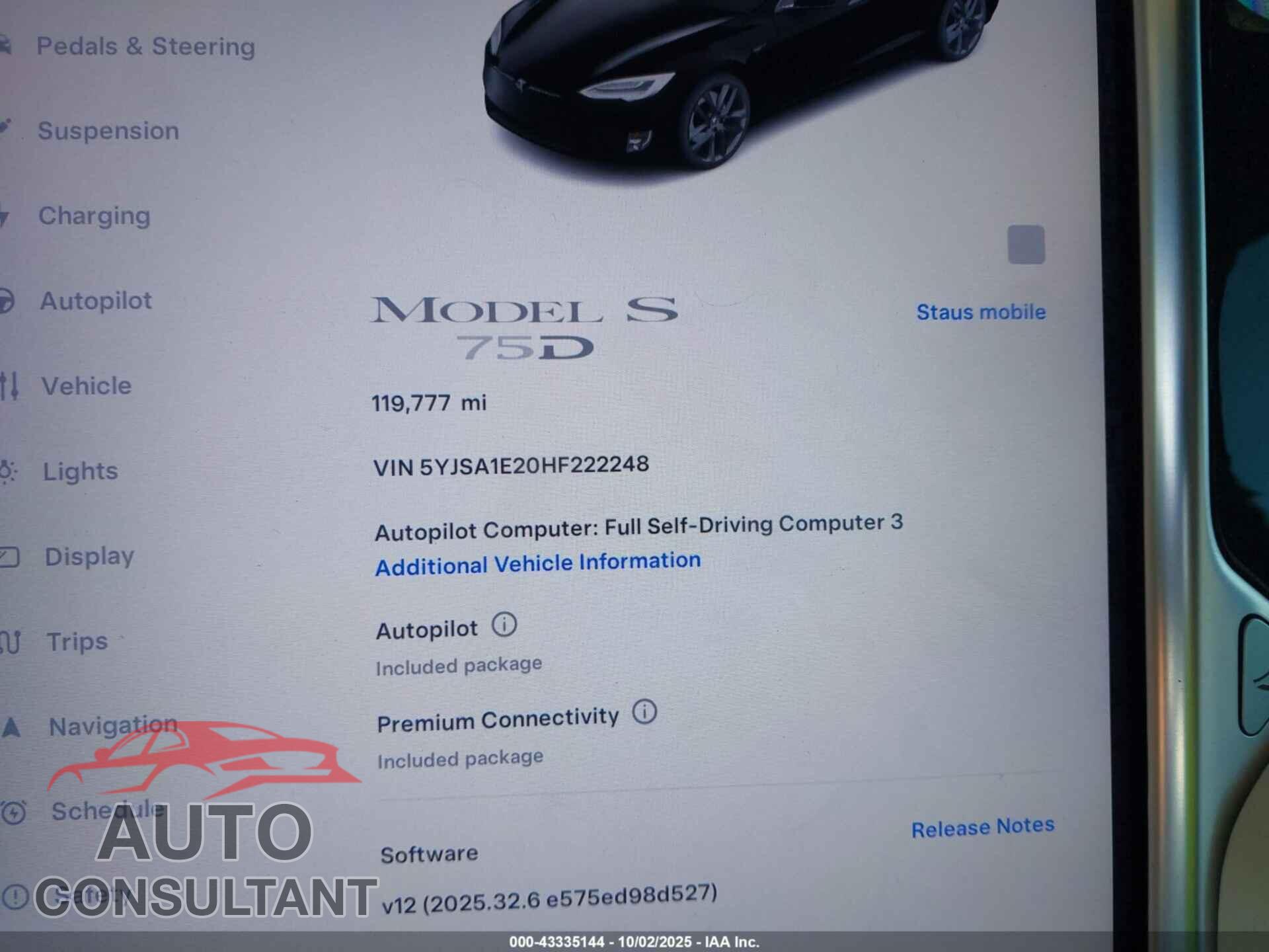 TESLA MODEL S 2017 - 5YJSA1E20HF222248