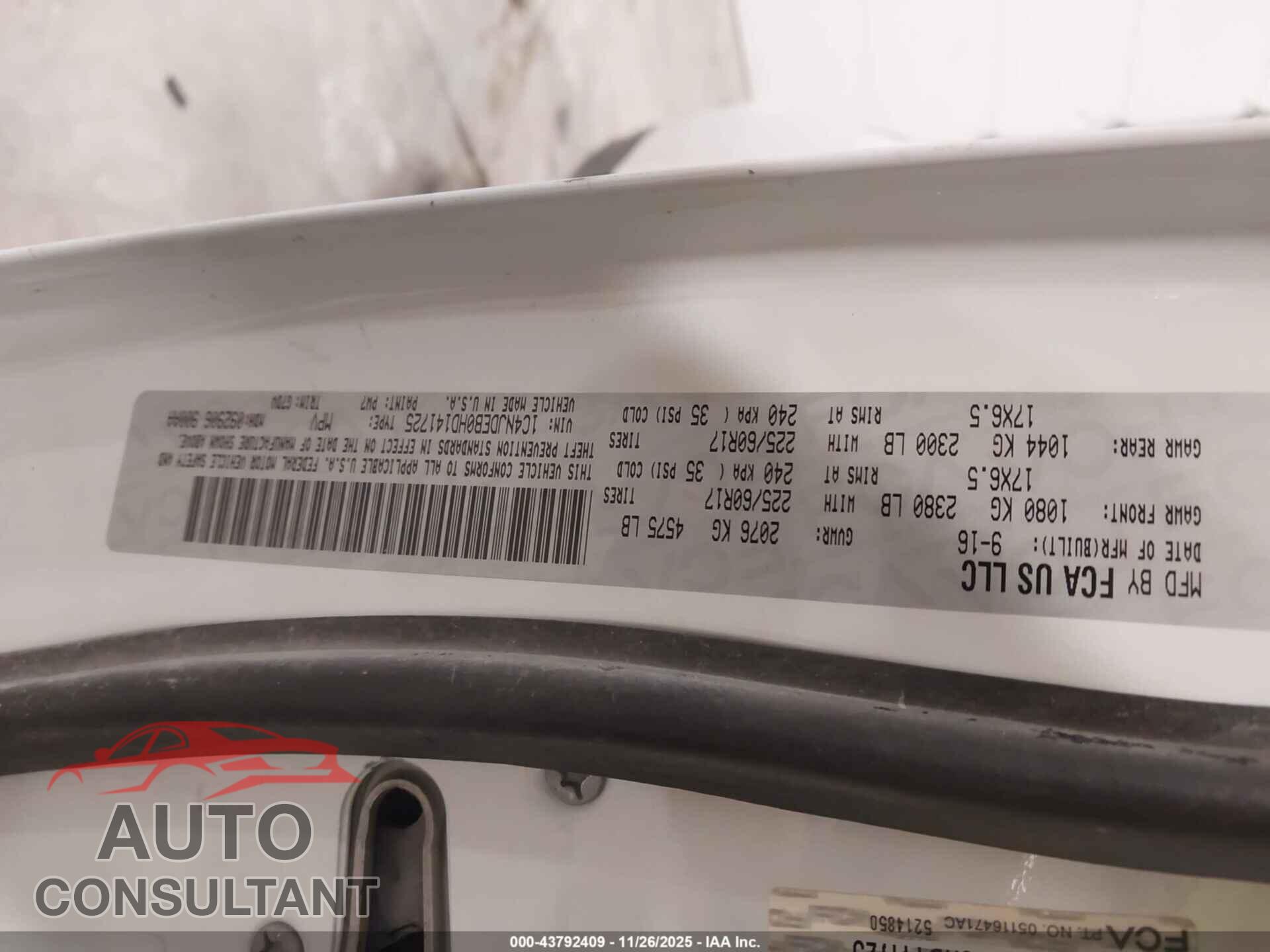 JEEP COMPASS 2017 - 1C4NJDEB0HD141725