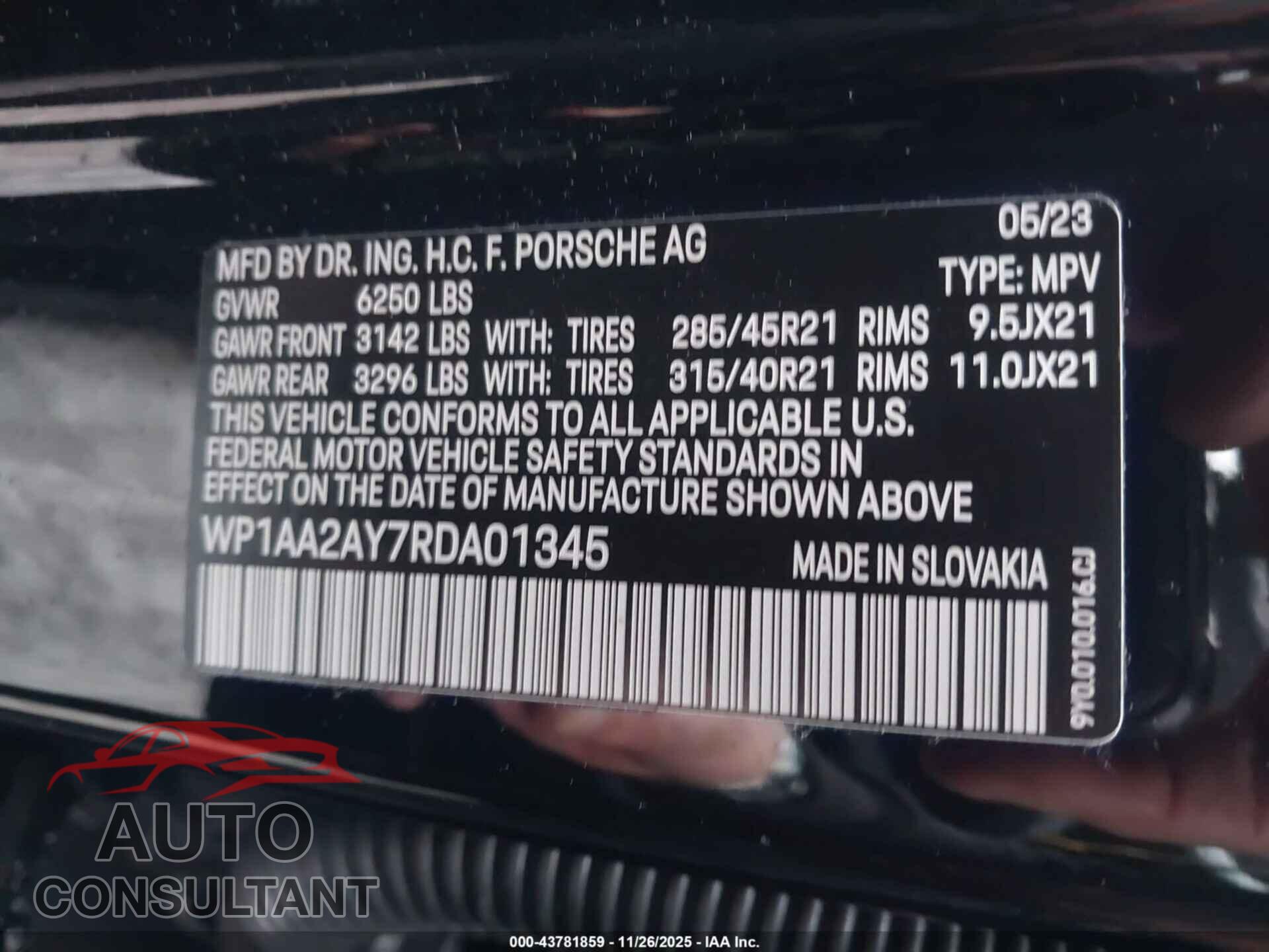 PORSCHE CAYENNE 2024 - WP1AA2AY7RDA01345