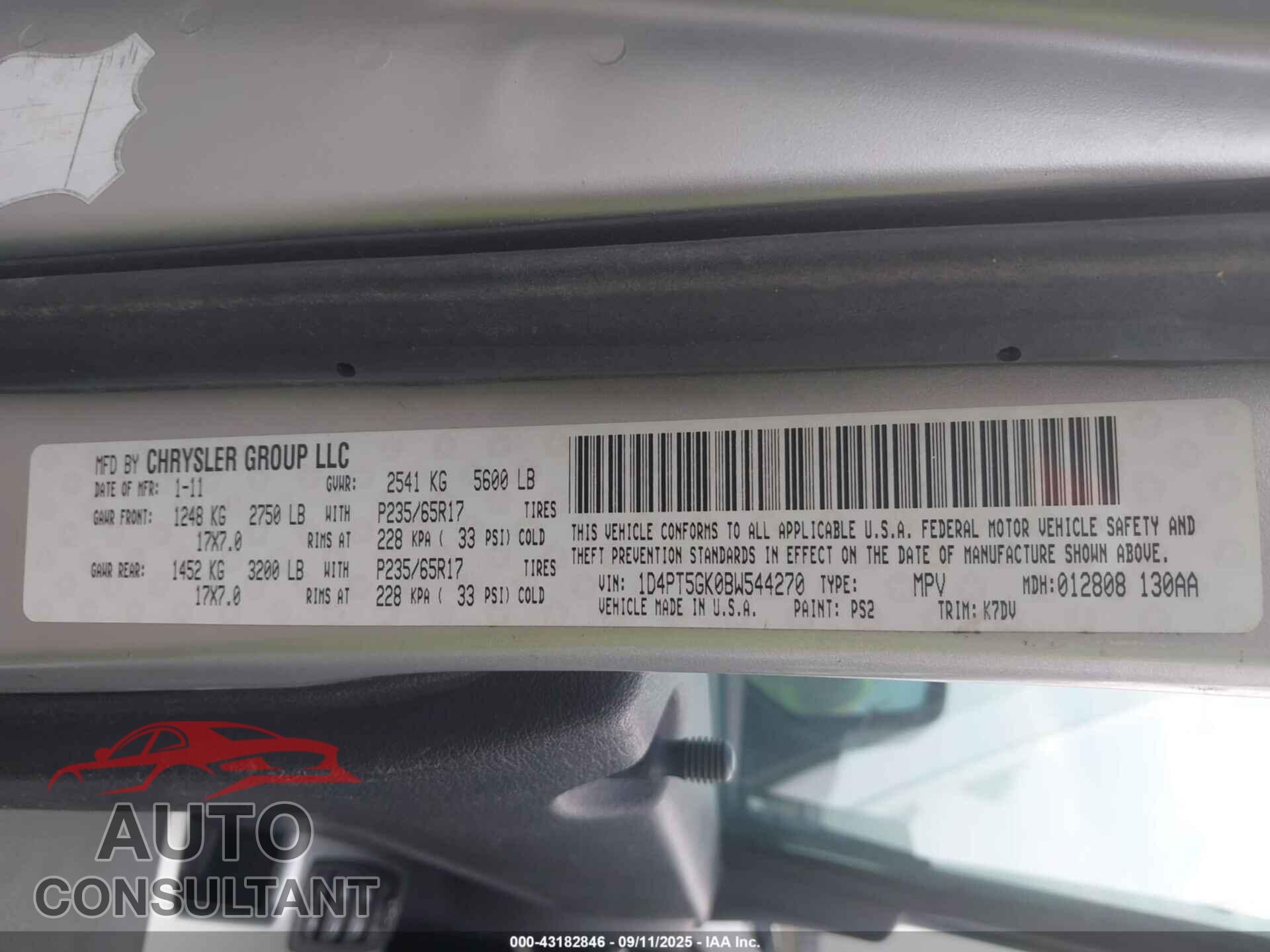 DODGE NITRO 2011 - 1D4PT5GK0BW544270