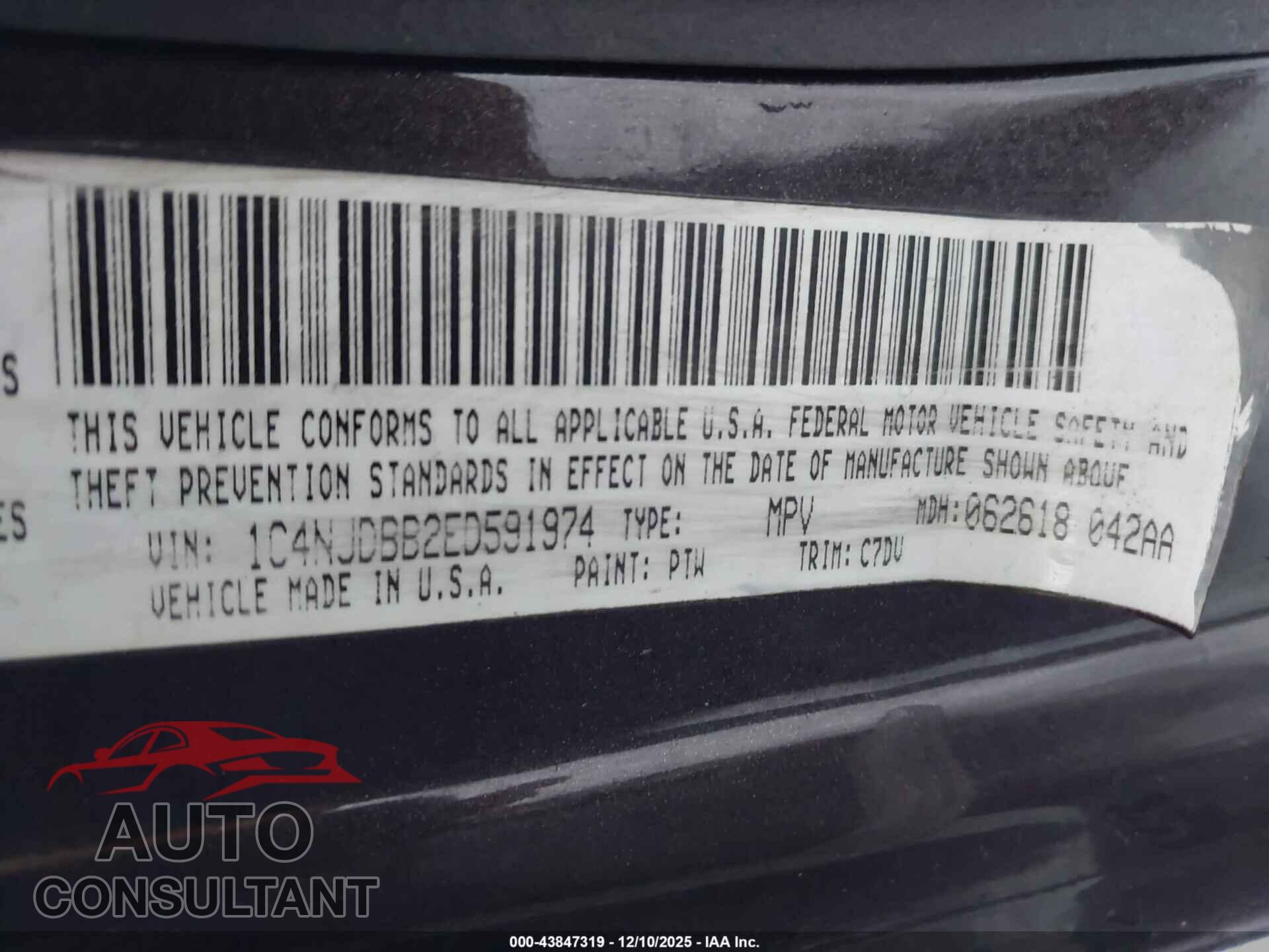 JEEP COMPASS 2014 - 1C4NJDBB2ED591974