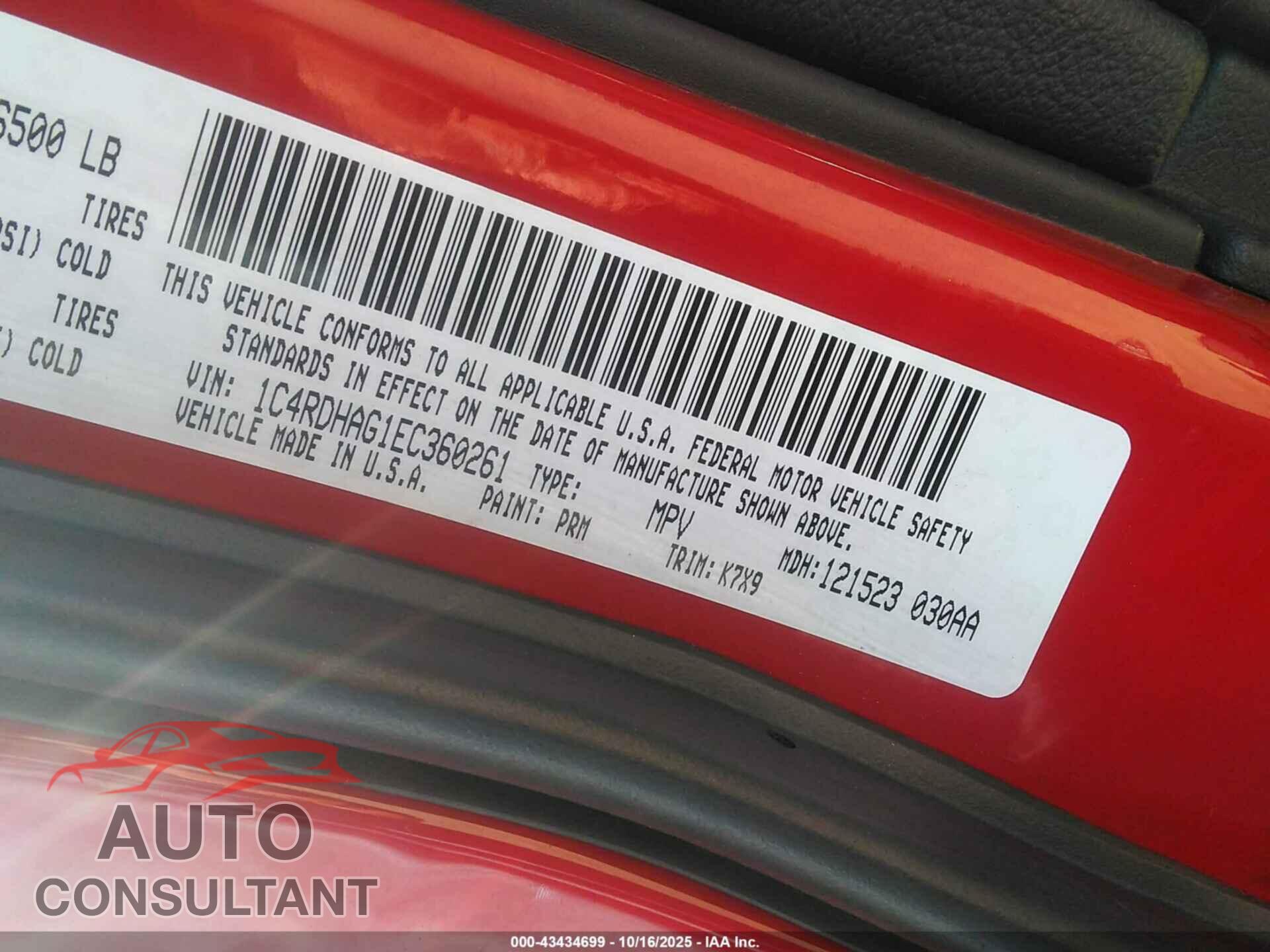 DODGE DURANGO 2014 - 1C4RDHAG1EC360261