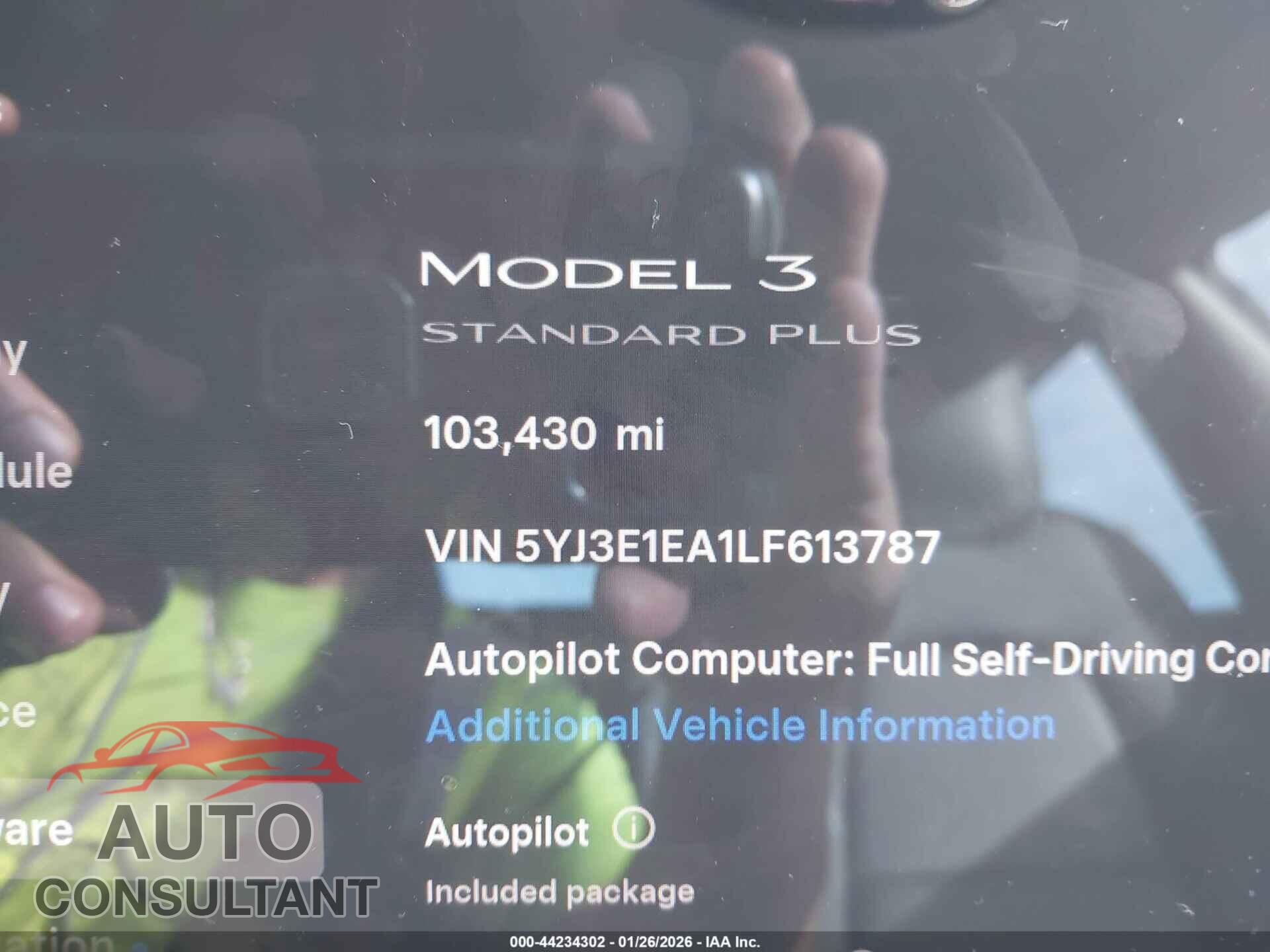 TESLA MODEL 3 2020 - 5YJ3E1EA1LF613787