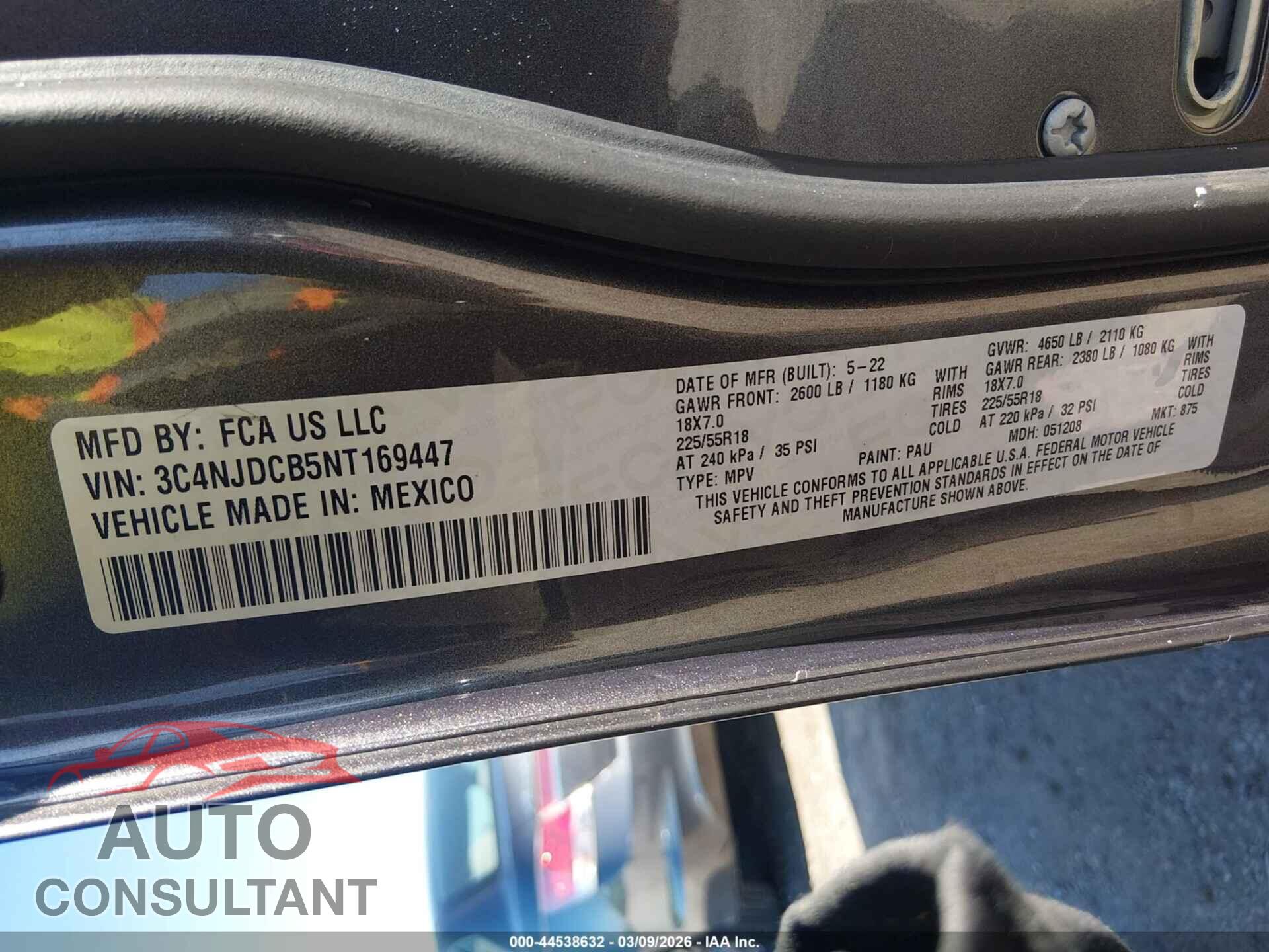 JEEP COMPASS 2022 - 3C4NJDCB5NT169447