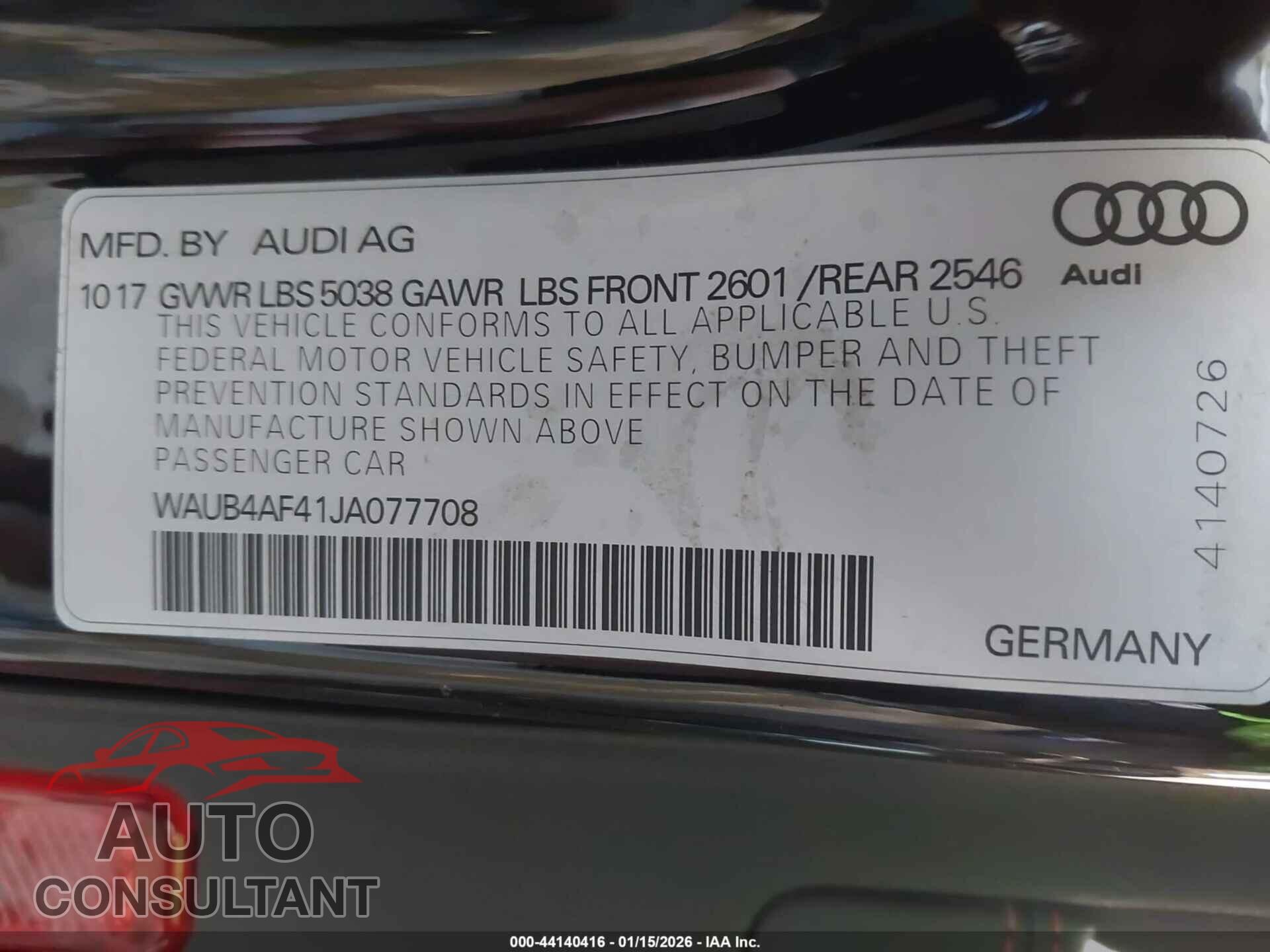 AUDI S4 2018 - WAUB4AF41JA077708