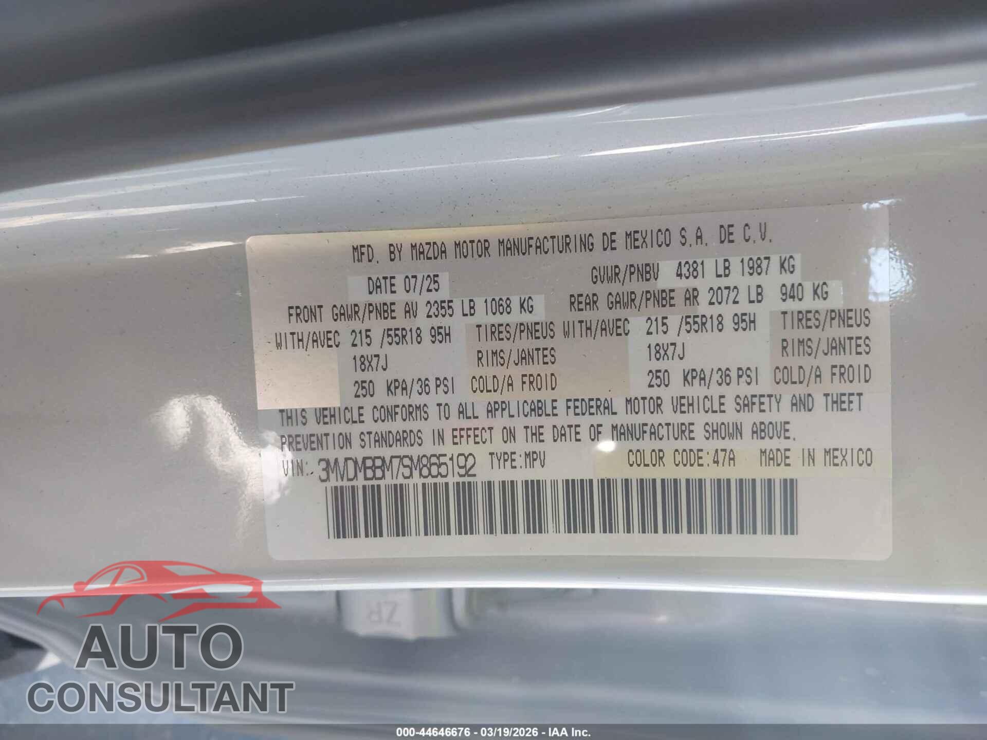 MAZDA CX-30 2025 - 3MVDMBBM7SM865192