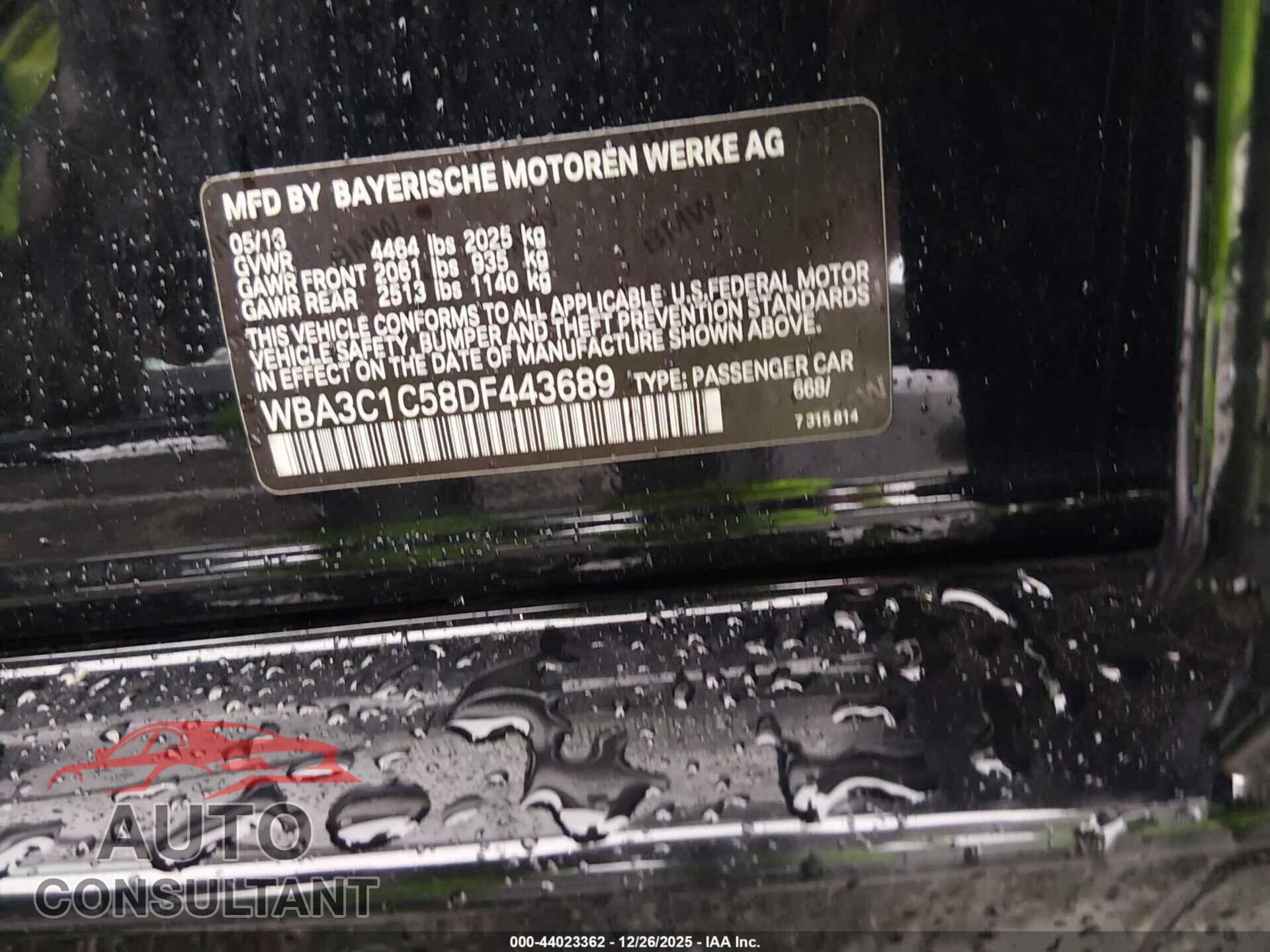 BMW 328I 2013 - WBA3C1C58DF443689