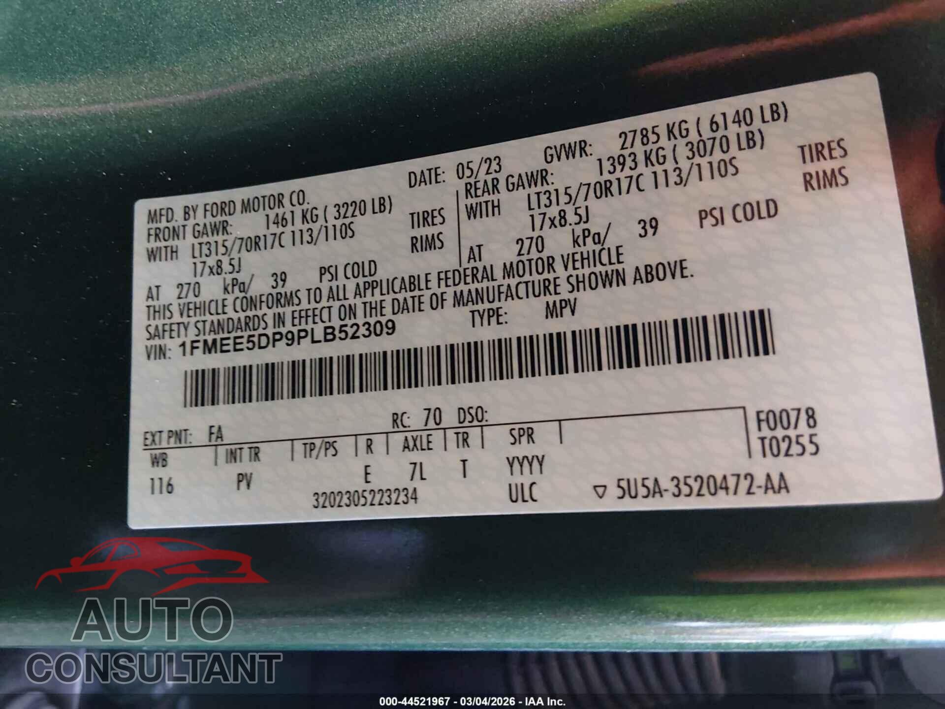 FORD BRONCO 2023 - 1FMEE5DP9PLB52309