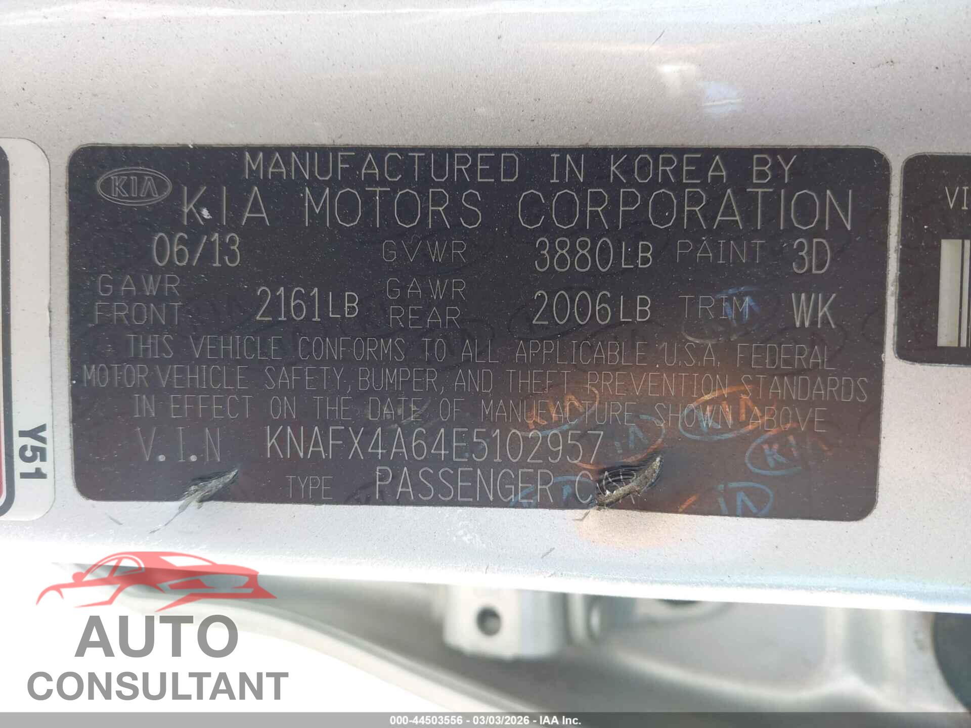 KIA FORTE 2014 - KNAFX4A64E5102957