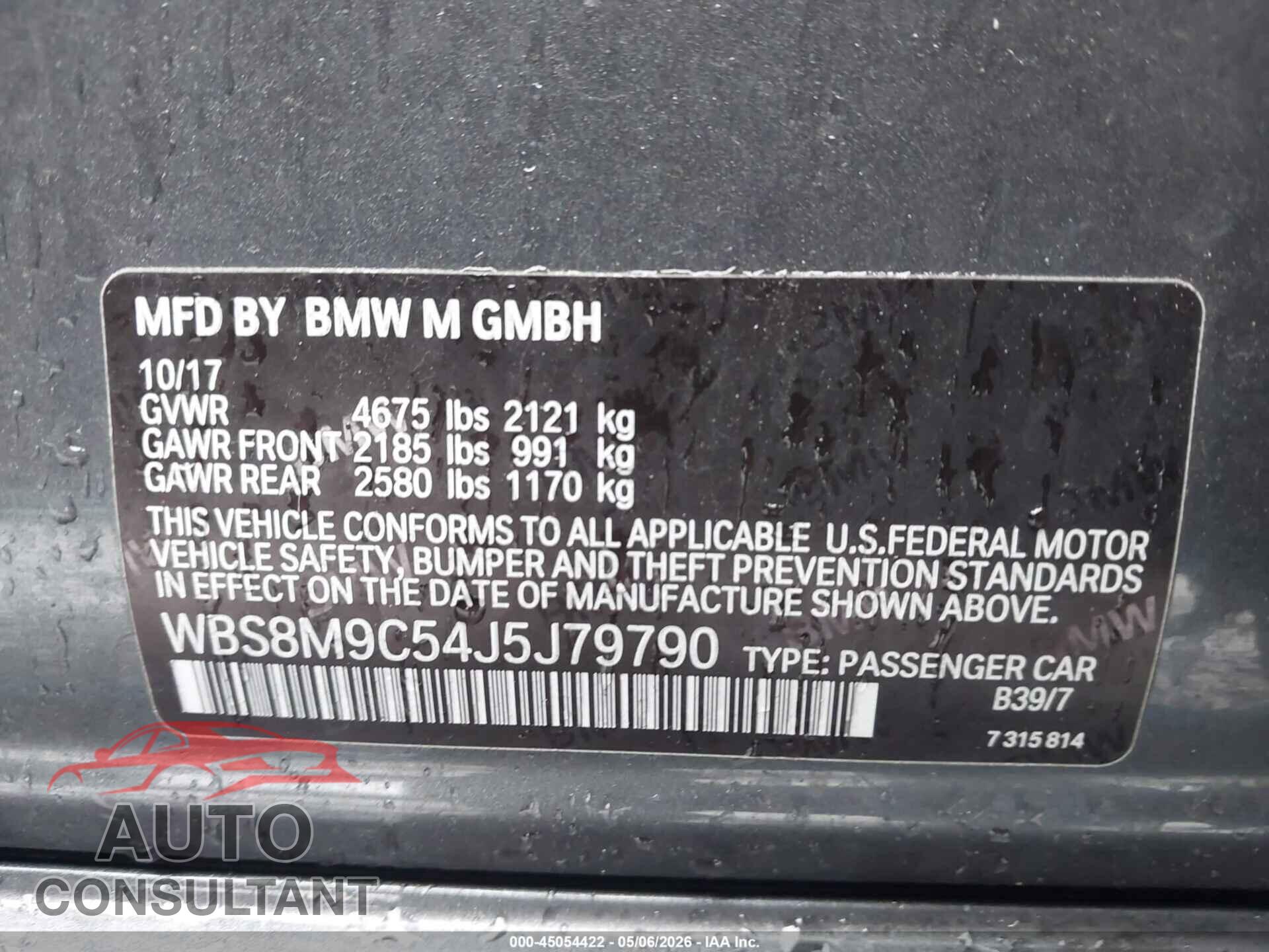 BMW M3 2018 - WBS8M9C54J5J79790
