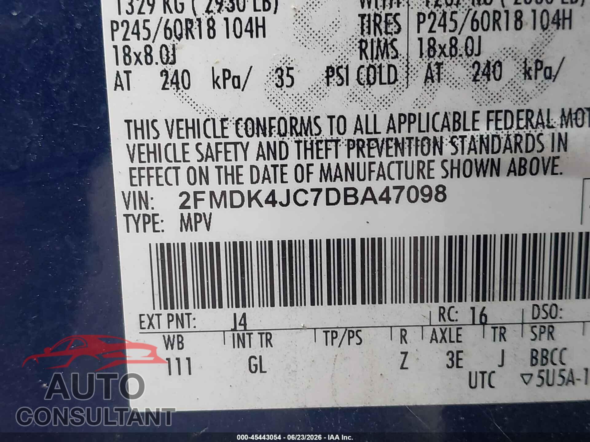 FORD EDGE 2013 - 2FMDK4JC7DBA47098