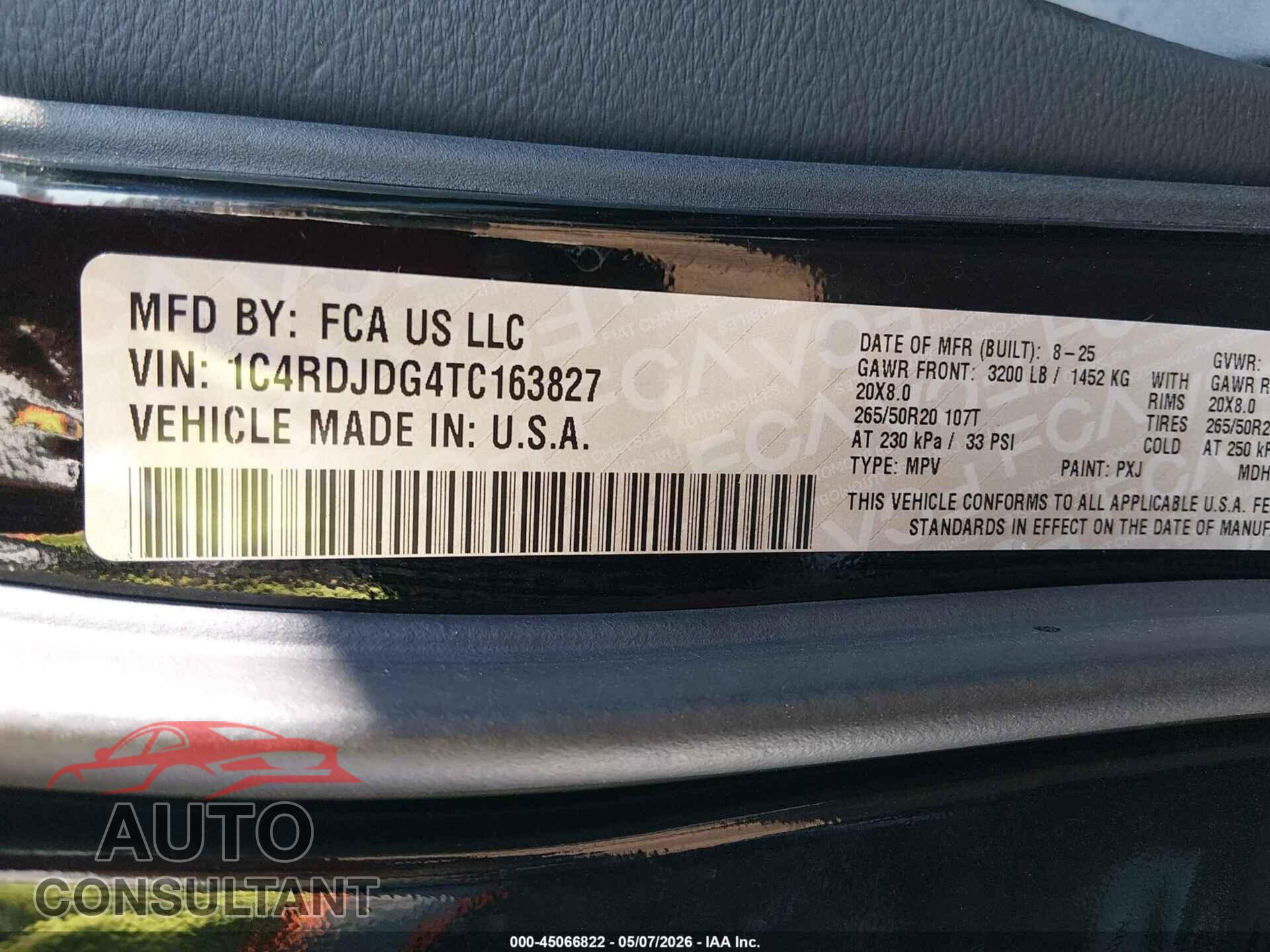 DODGE DURANGO 2026 - 1C4RDJDG4TC163827