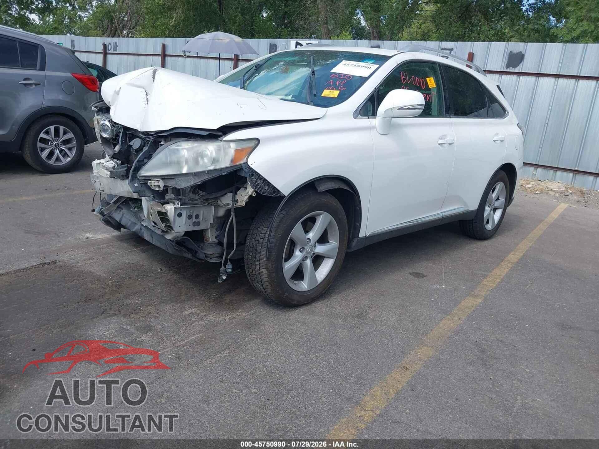 LEXUS RX 350 2012 - 2T2BK1BA5CC137553