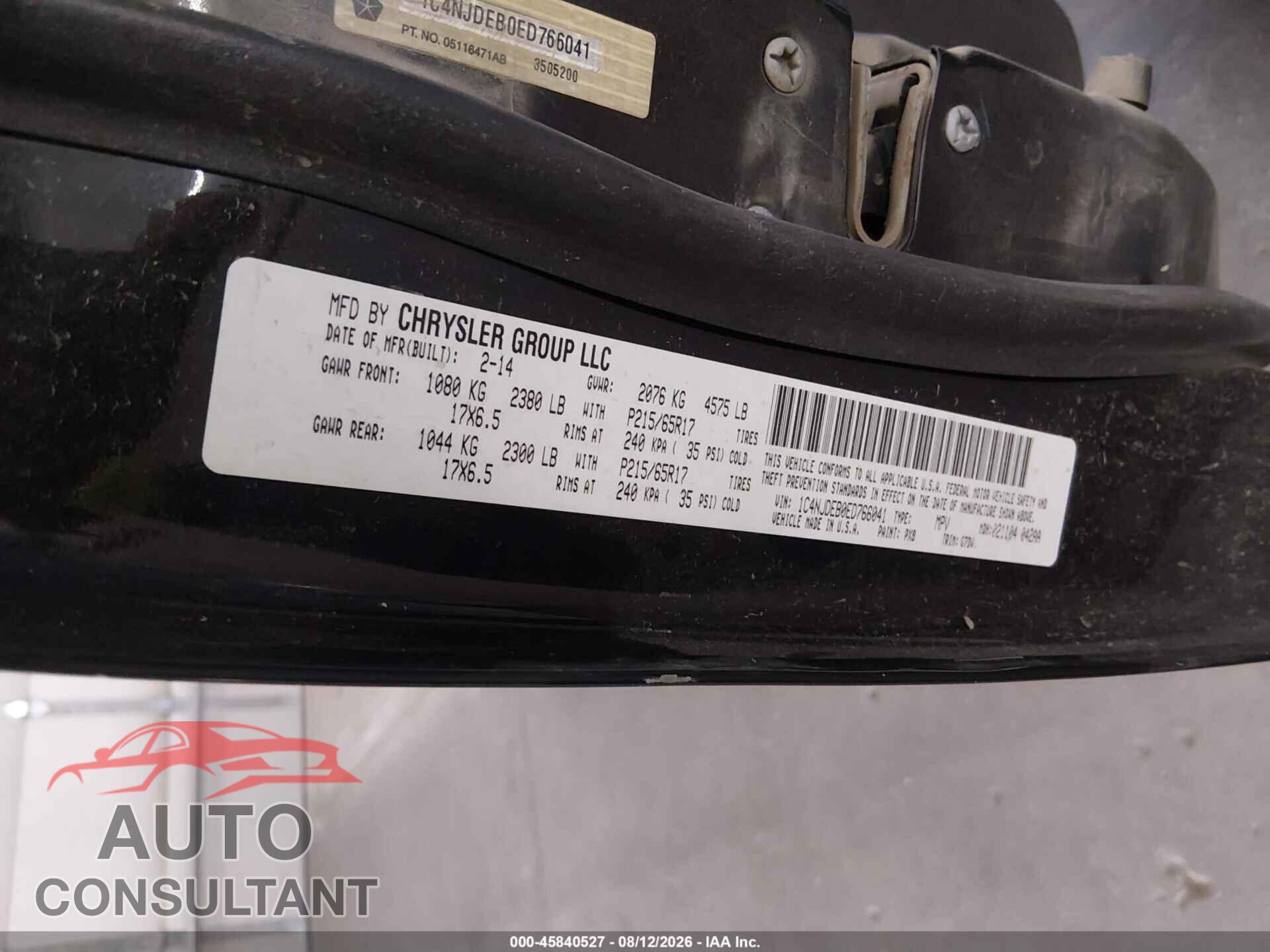 JEEP COMPASS 2014 - 1C4NJDEB0ED766041