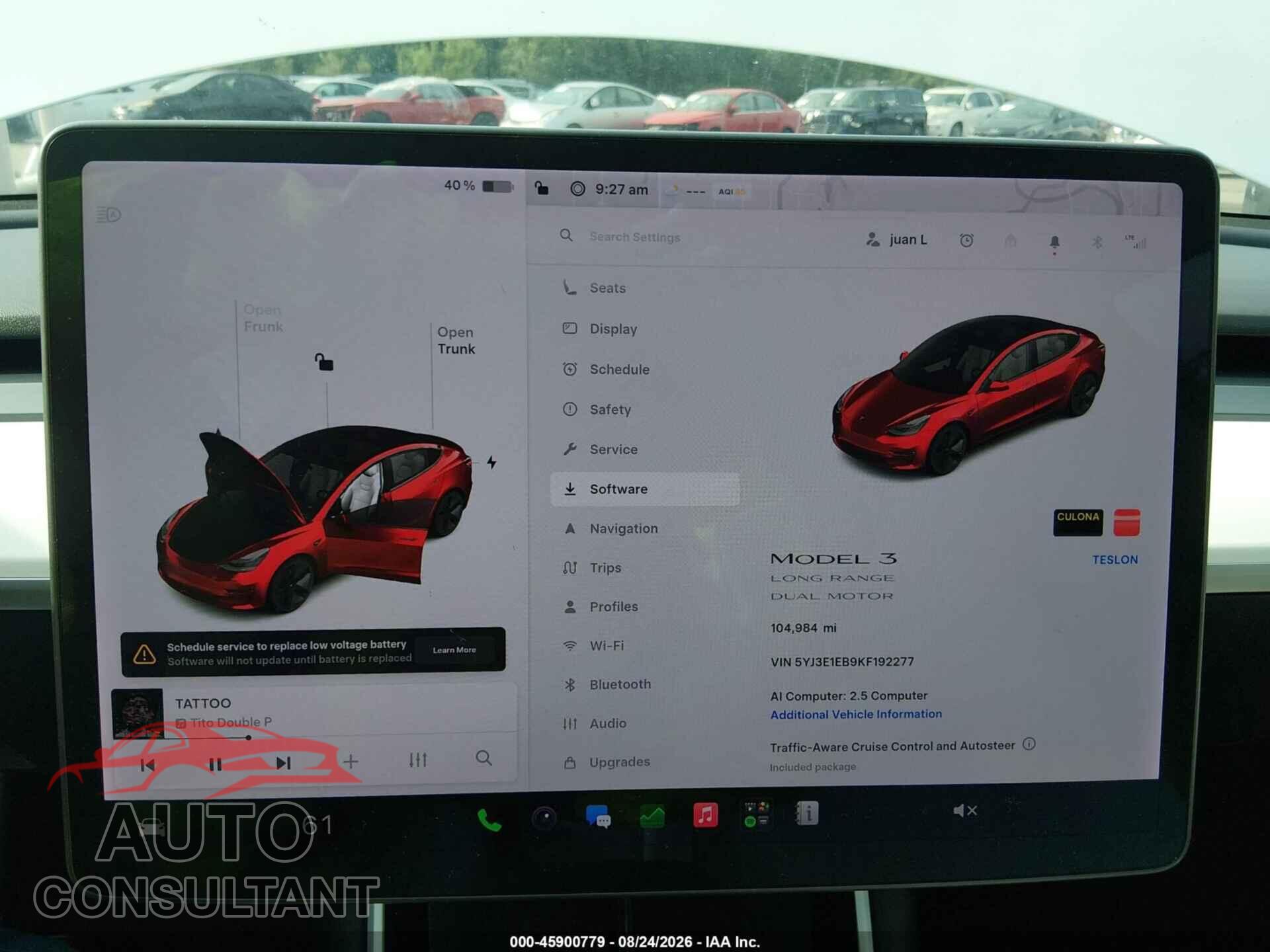 TESLA MODEL 3 2019 - 5YJ3E1EB9KF192277
