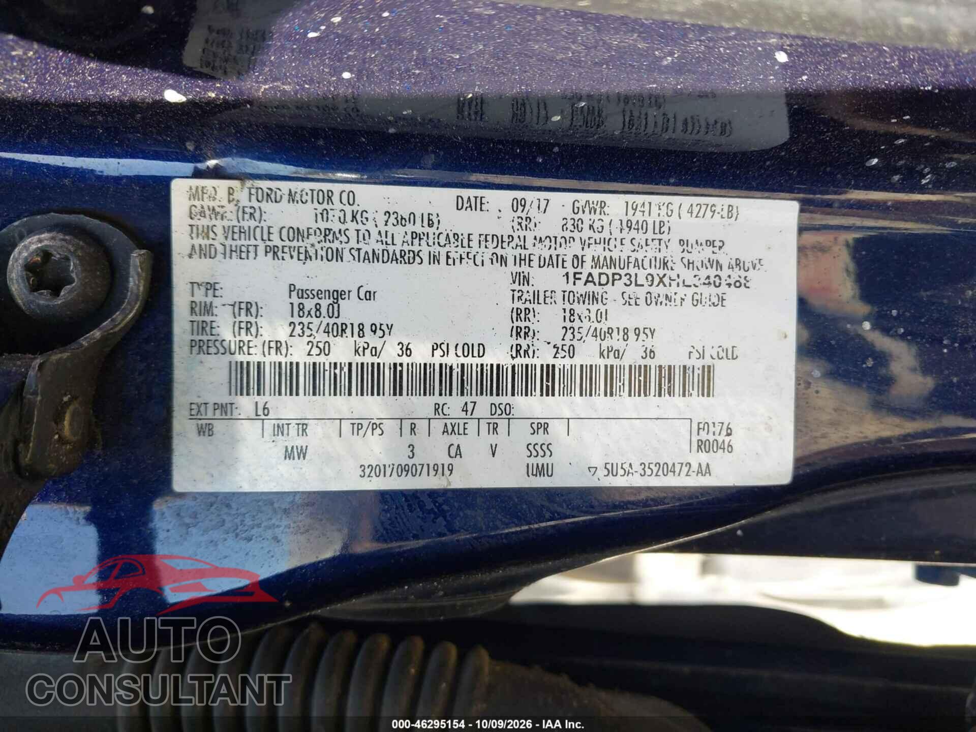 FORD FOCUS ST 2017 - 1FADP3L9XHL340488