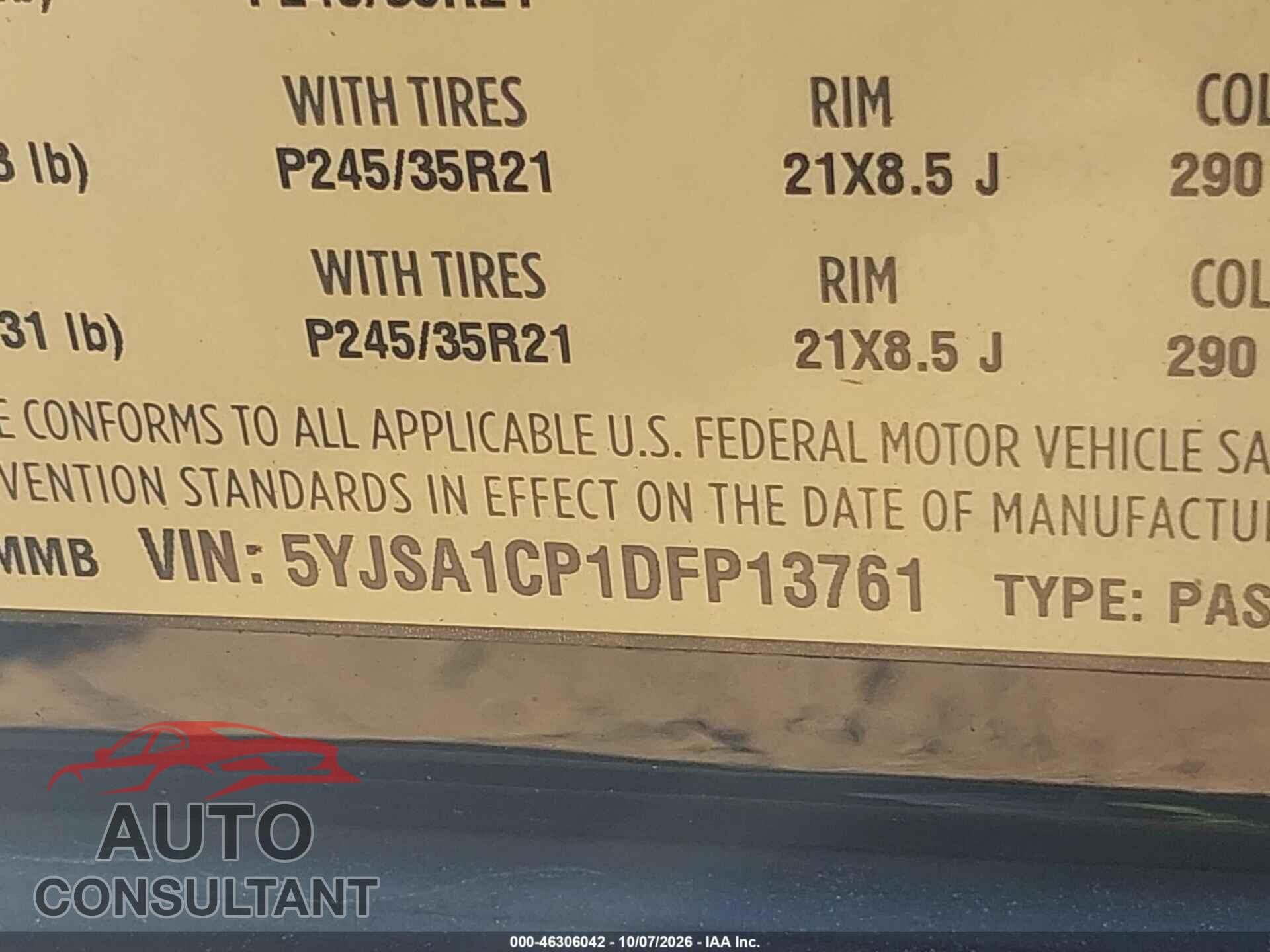 TESLA MODEL S 2013 - 5YJSA1CP1DFP13761