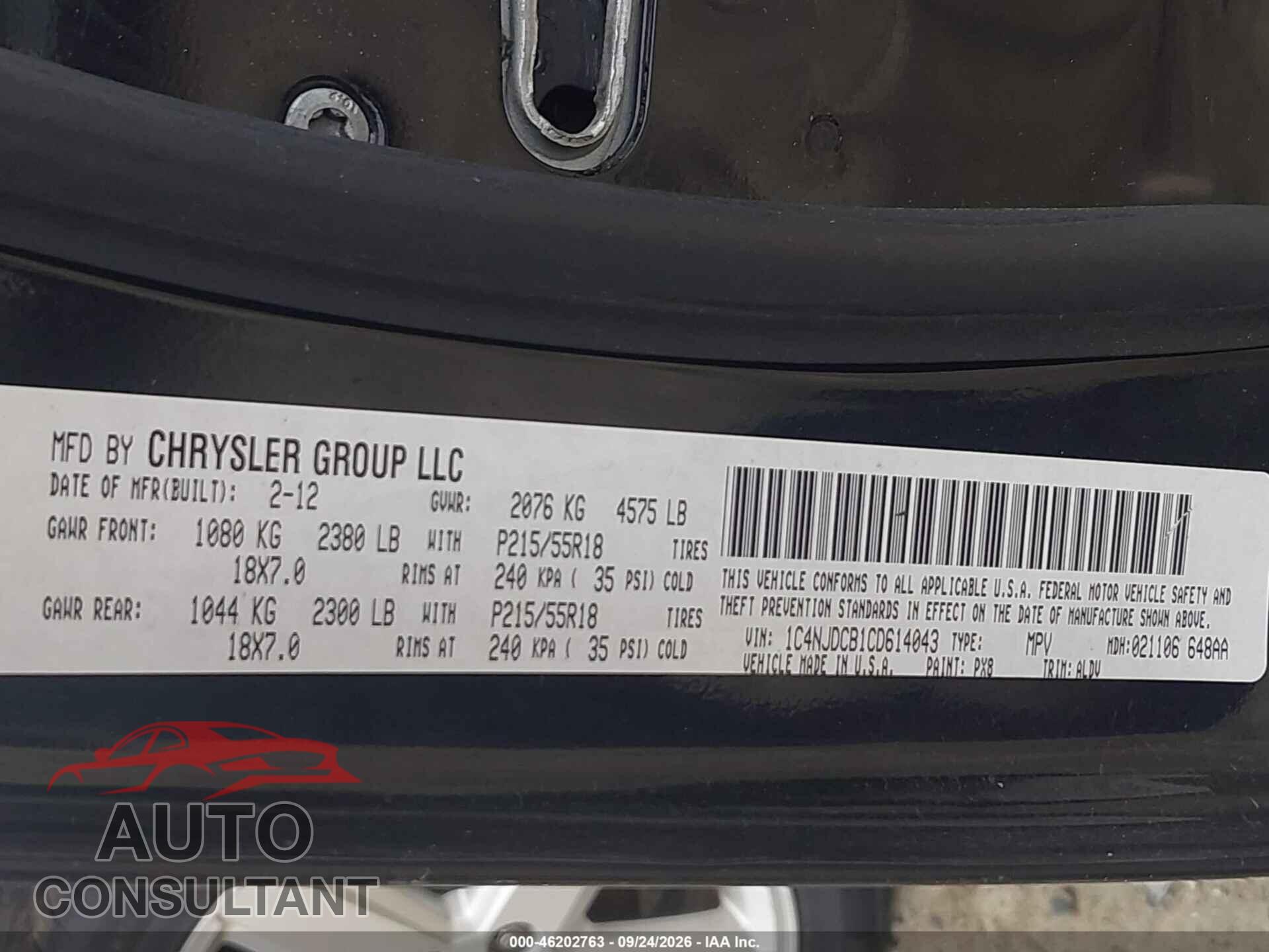 JEEP COMPASS 2012 - 1C4NJDCB1CD614043