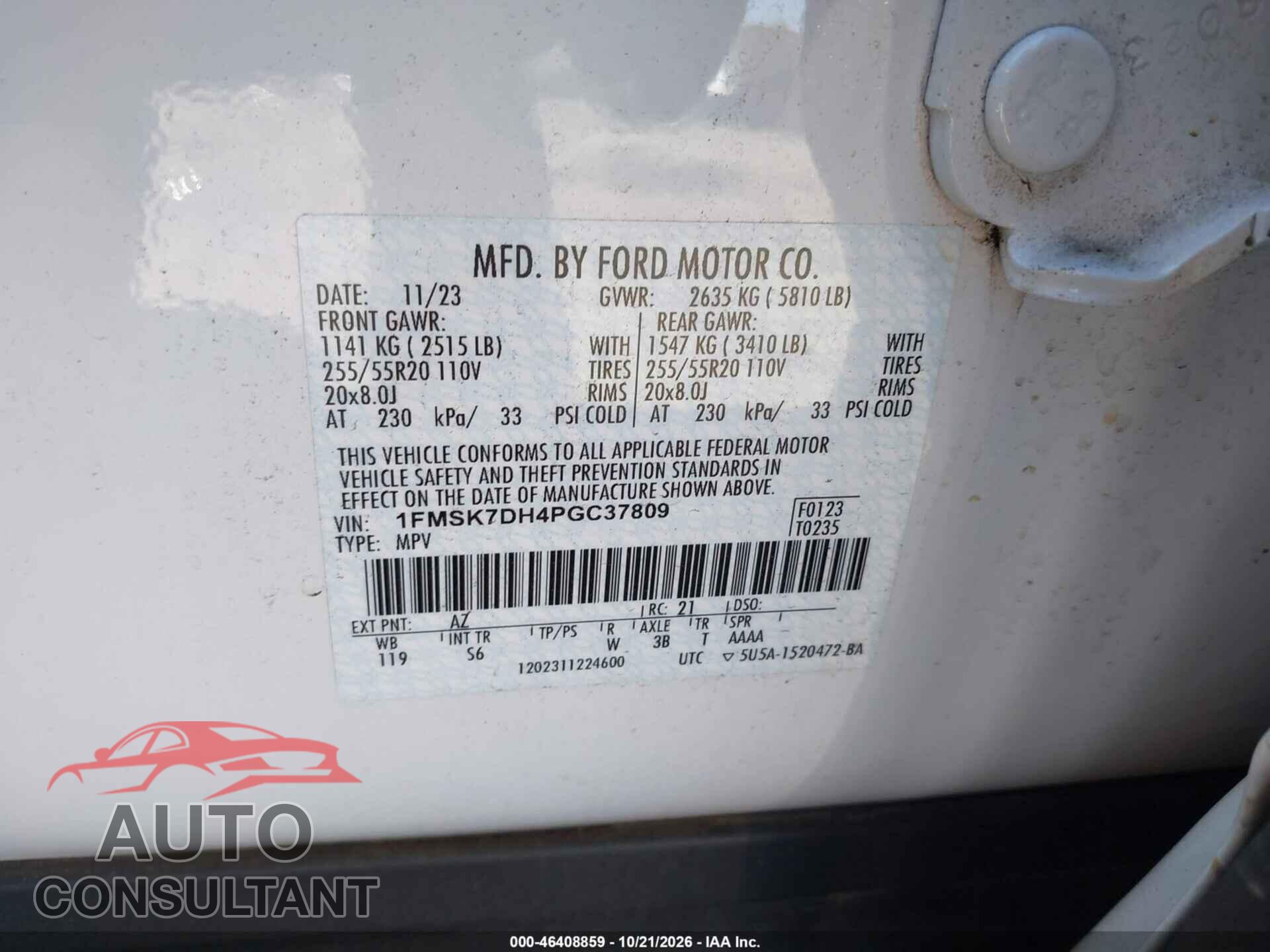 FORD EXPLORER 2023 - 1FMSK7DH4PGC37809