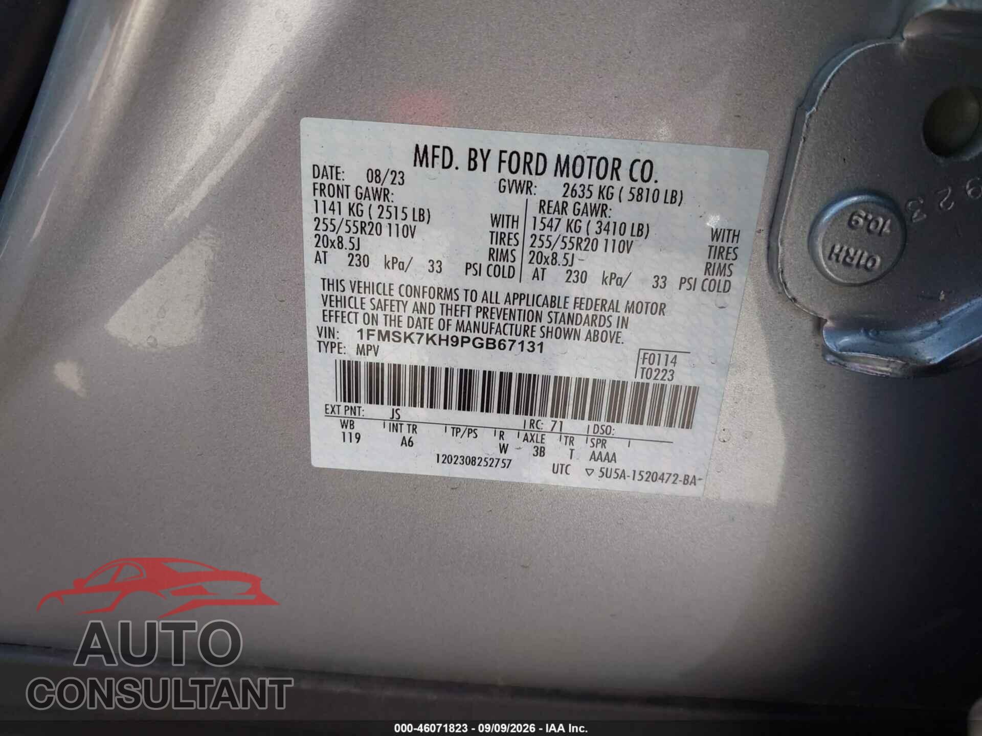 FORD EXPLORER 2023 - 1FMSK7KH9PGB67131