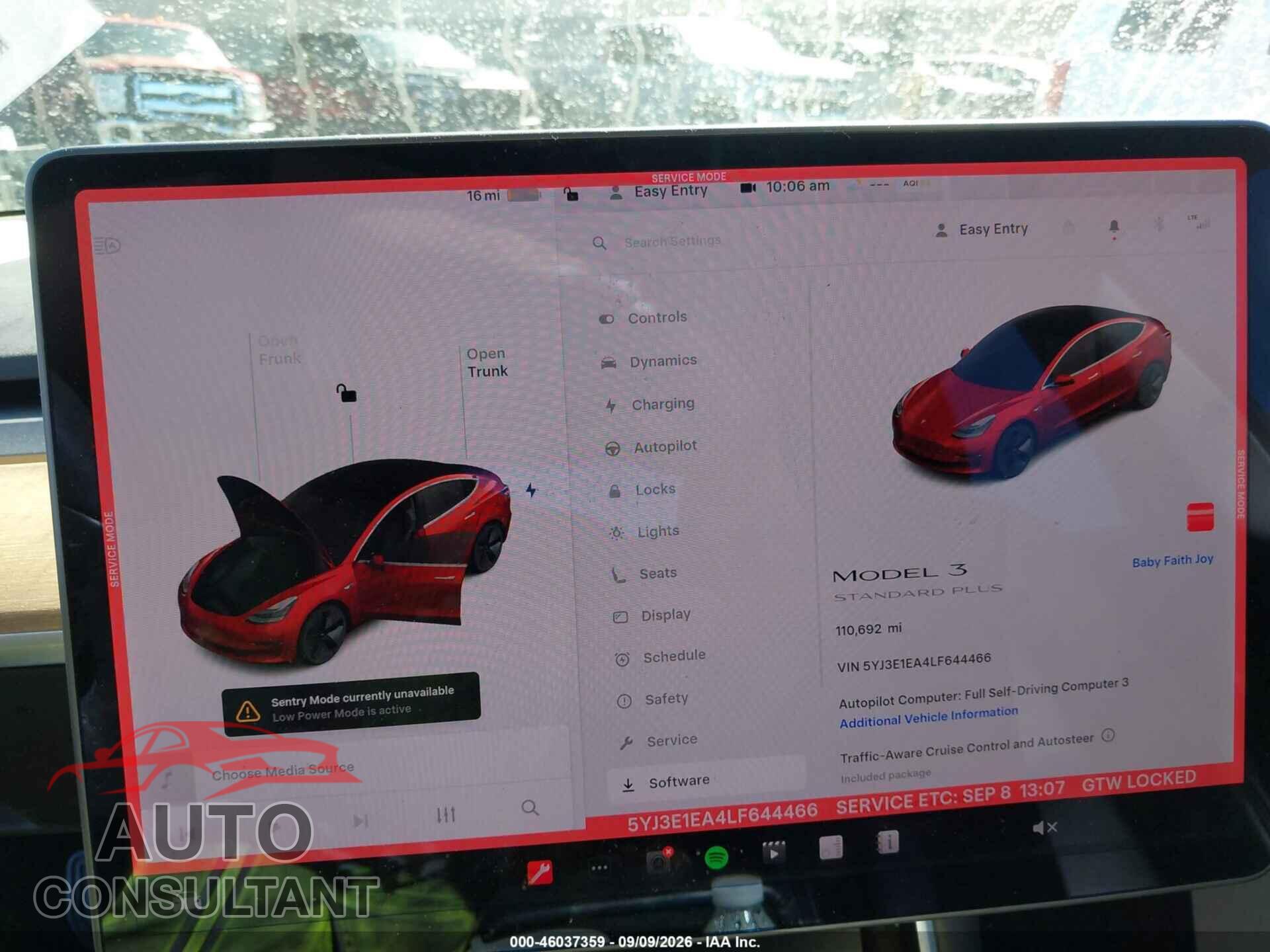 TESLA MODEL 3 2020 - 5YJ3E1EA4LF644466