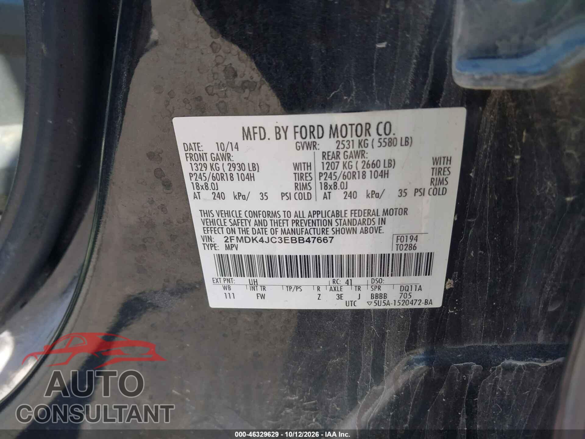 FORD EDGE 2014 - 2FMDK4JC3EBB47667