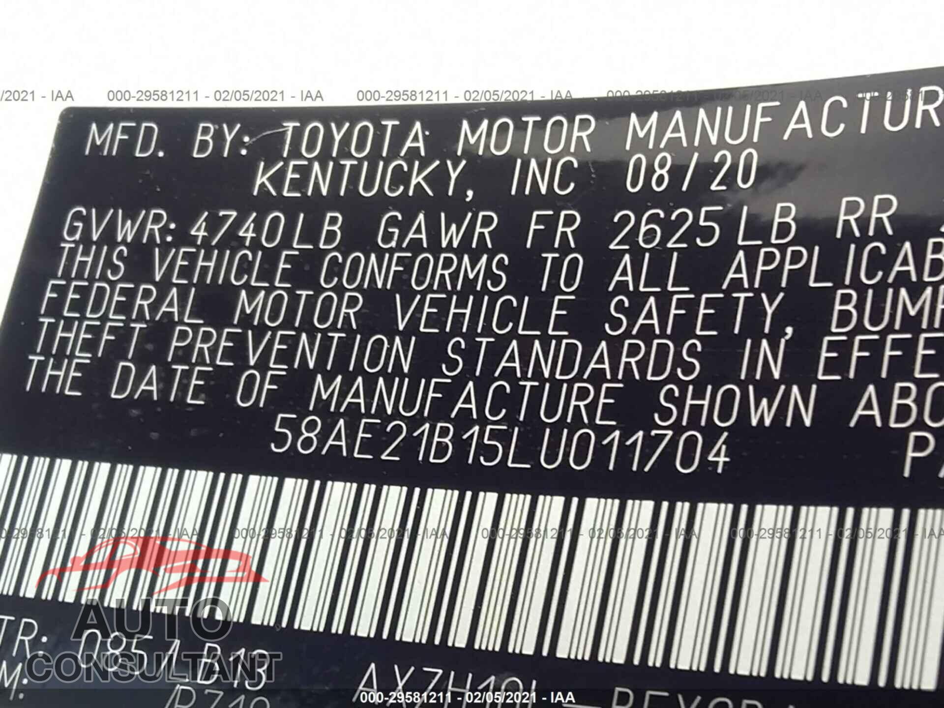 LEXUS ES 2020 - 58AE21B15LU011704