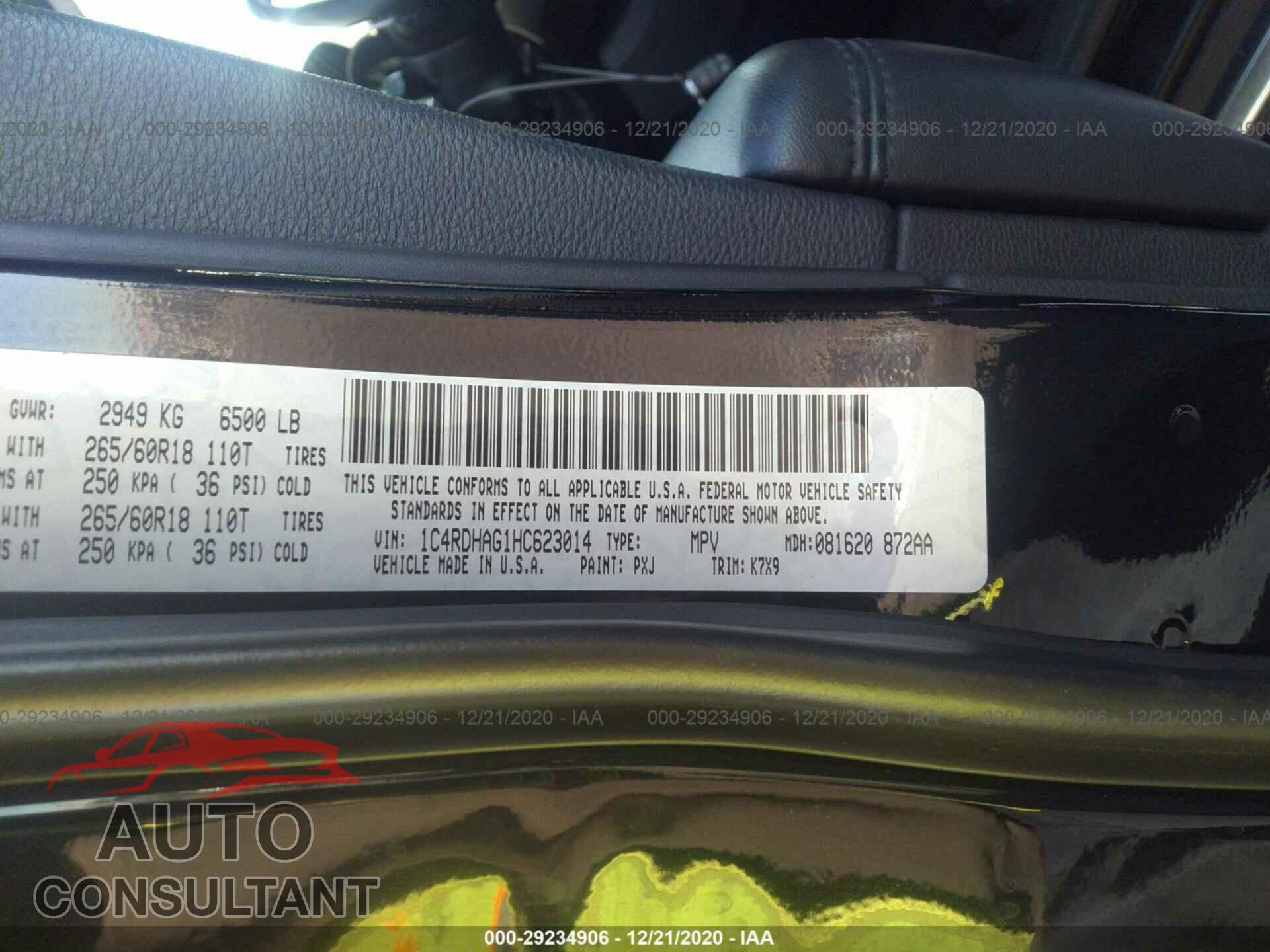 DODGE DURANGO 2017 - 1C4RDHAG1HC623014