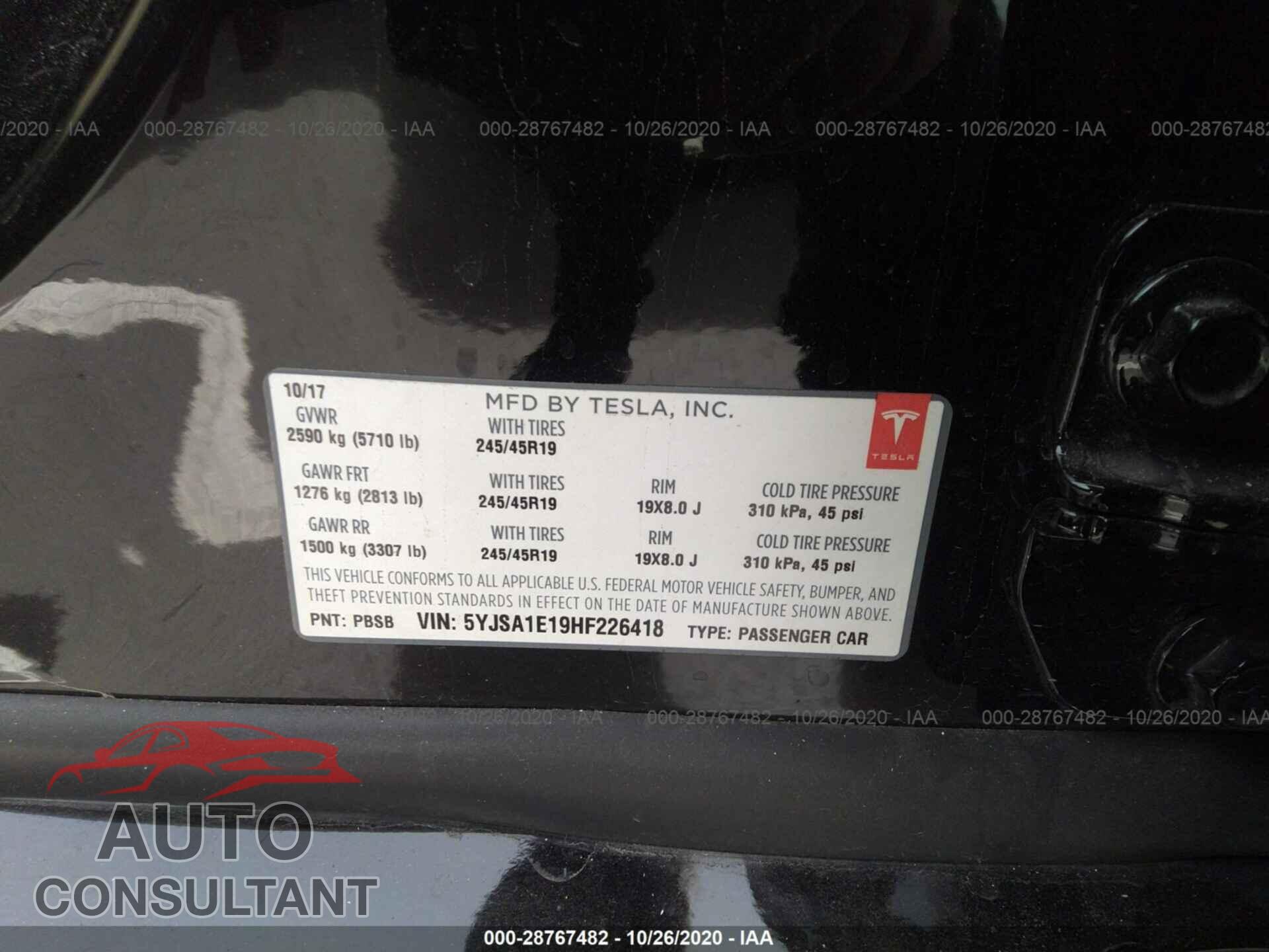 TESLA MODEL S 2017 - 5YJSA1E19HF226418
