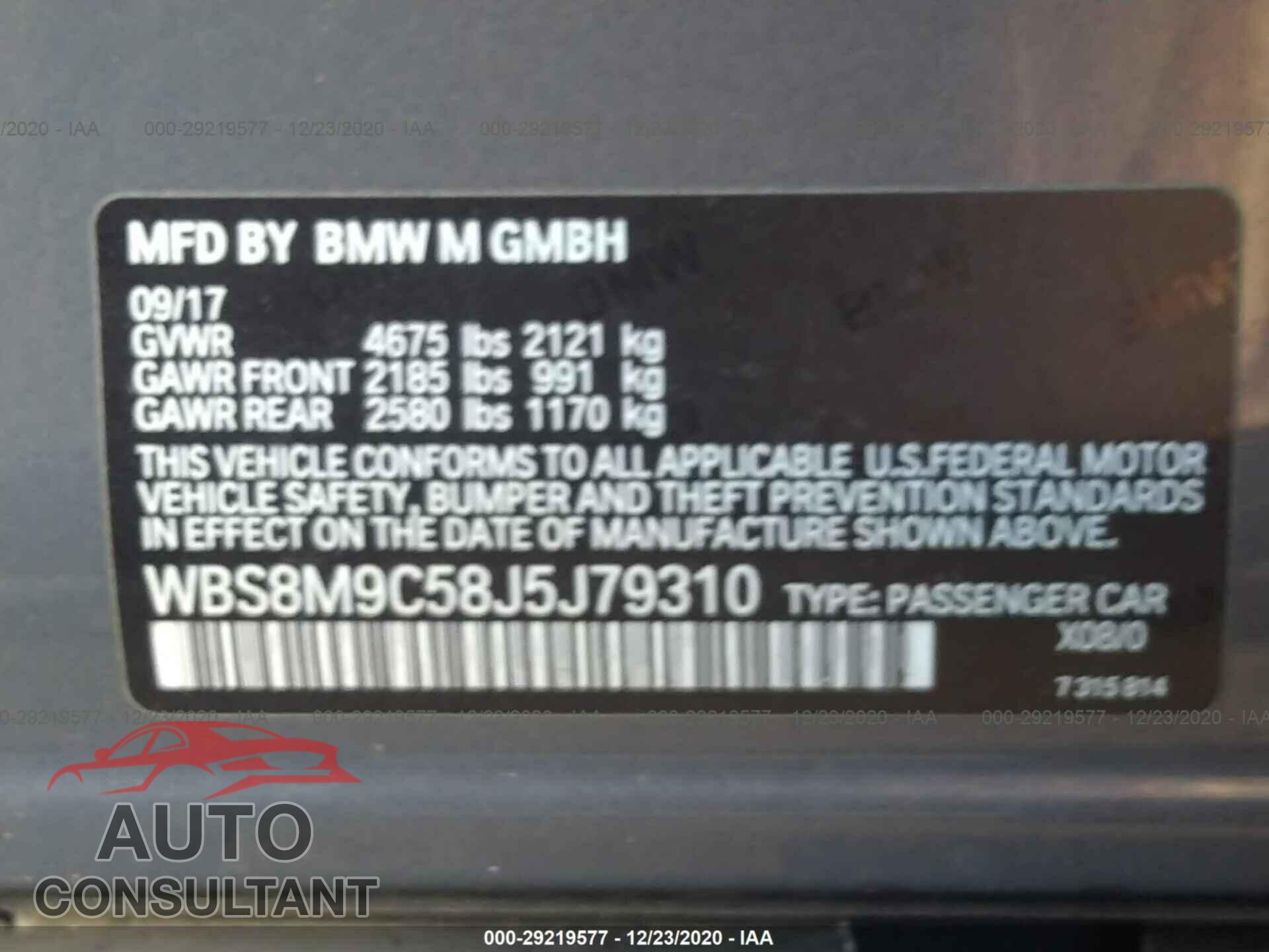 BMW M3 2018 - WBS8M9C58J5J79310
