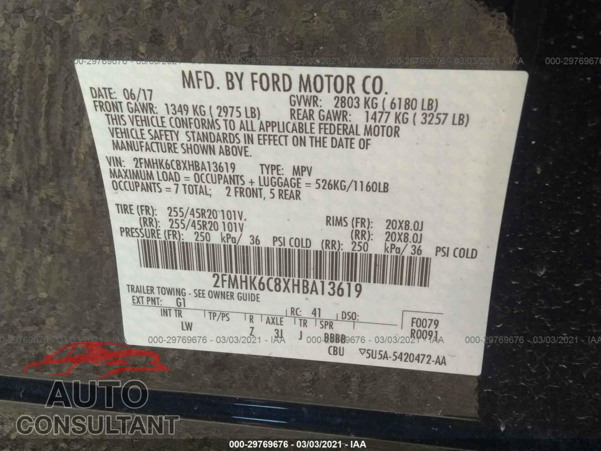 FORD FLEX 2017 - 2FMHK6C8XHBA13619