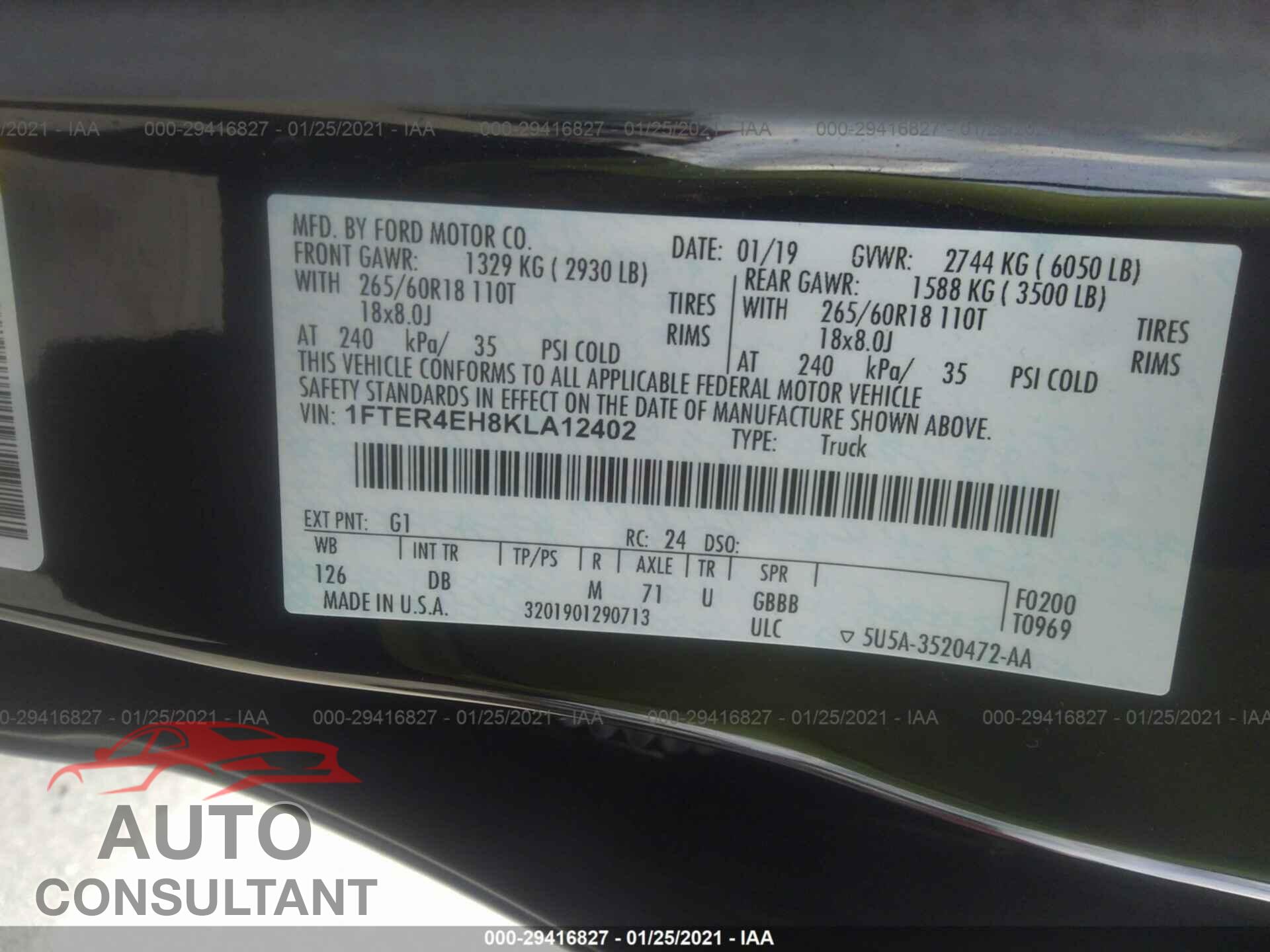 FORD RANGER 2019 - 1FTER4EH8KLA12402
