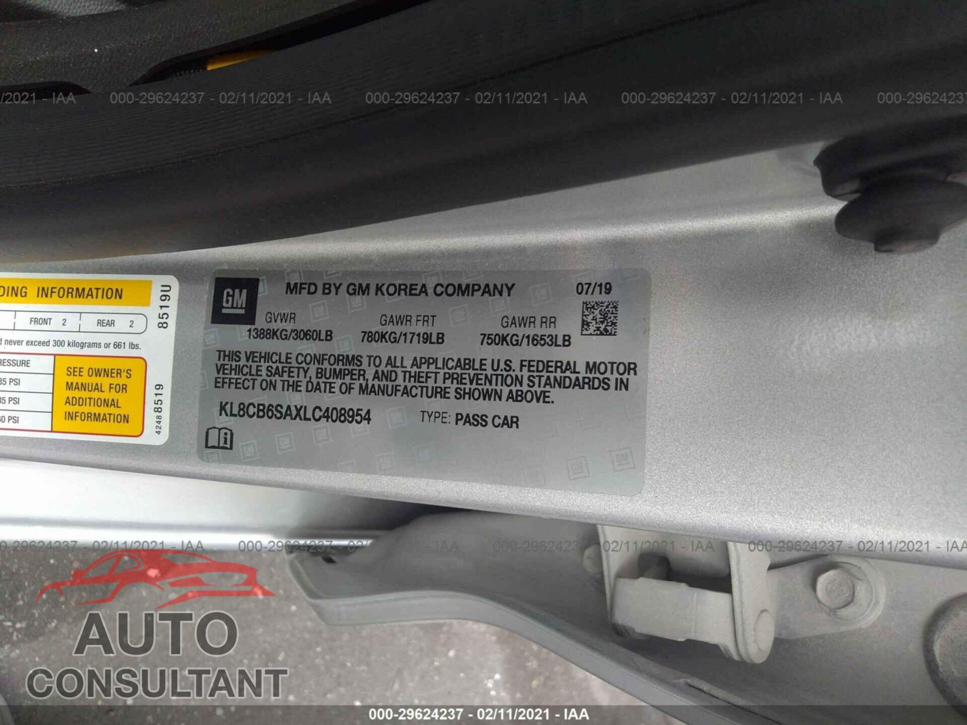 CHEVROLET SPARK 2020 - KL8CB6SAXLC408954