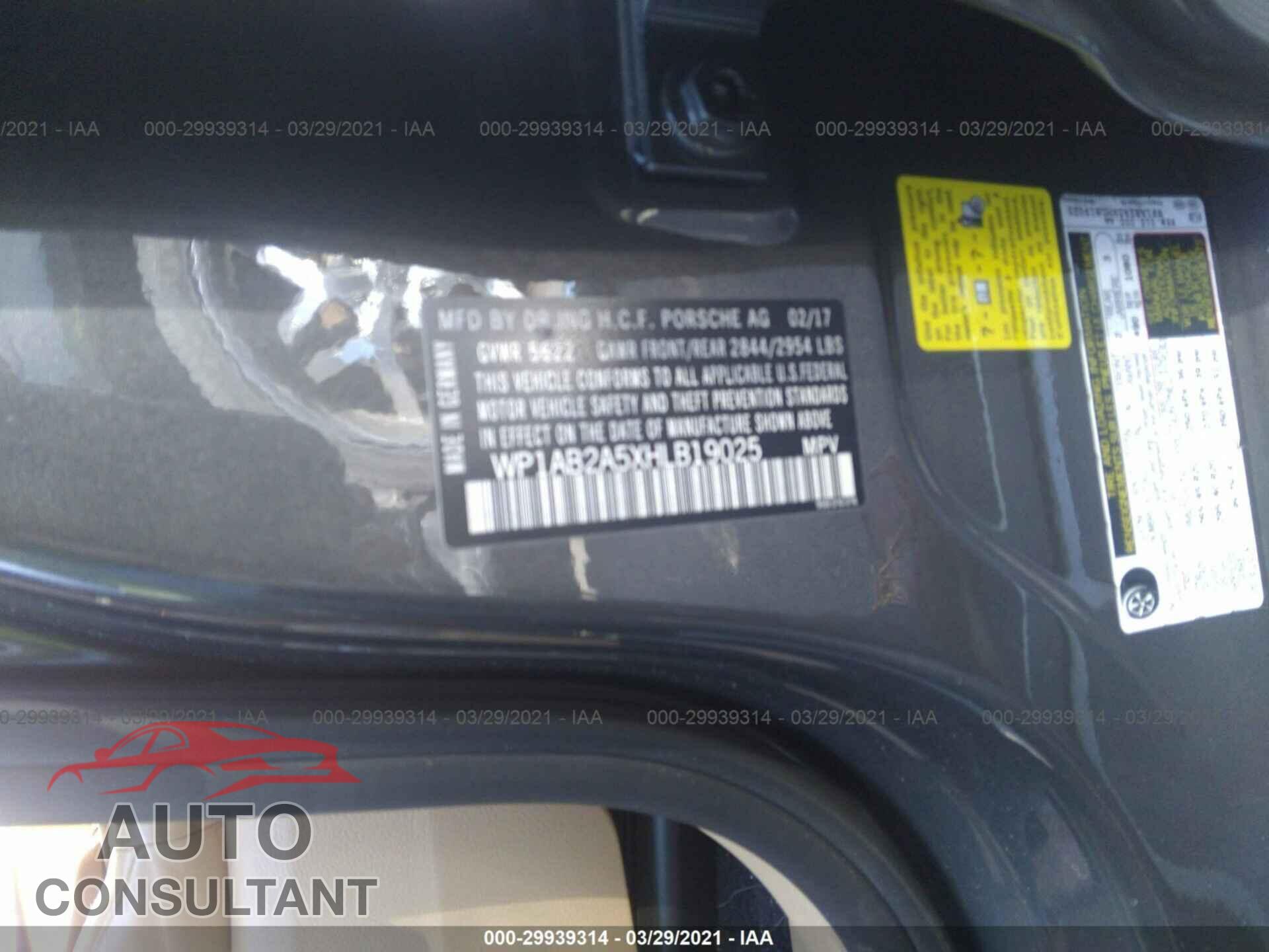 PORSCHE MACAN 2017 - WP1AB2A5XHLB19025