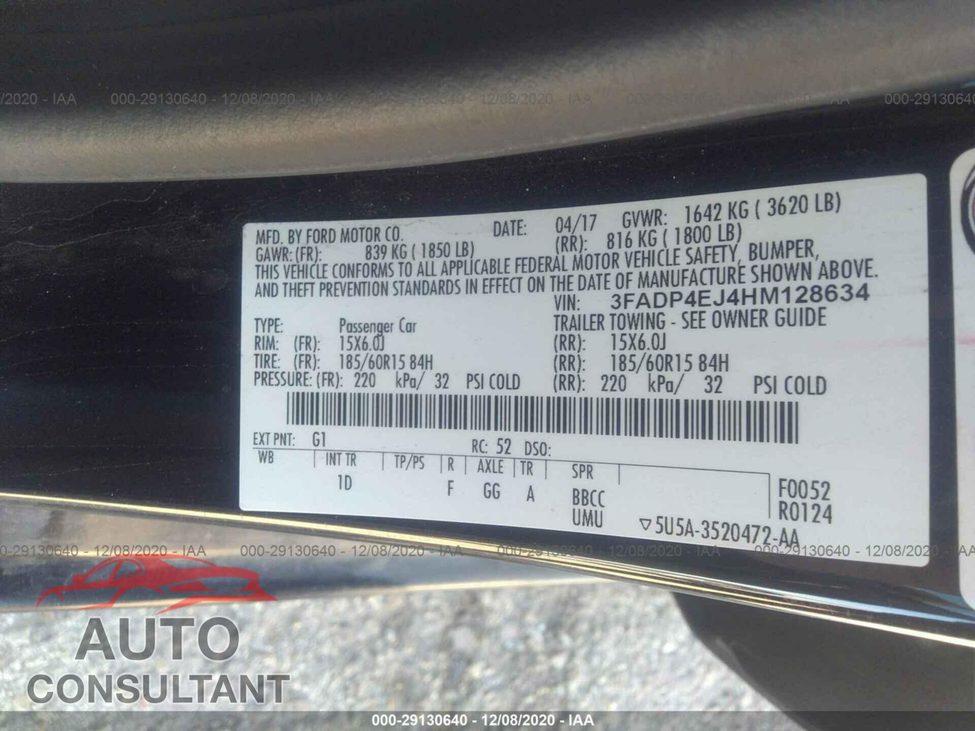 FORD FIESTA 2017 - 3FADP4EJ4HM128634