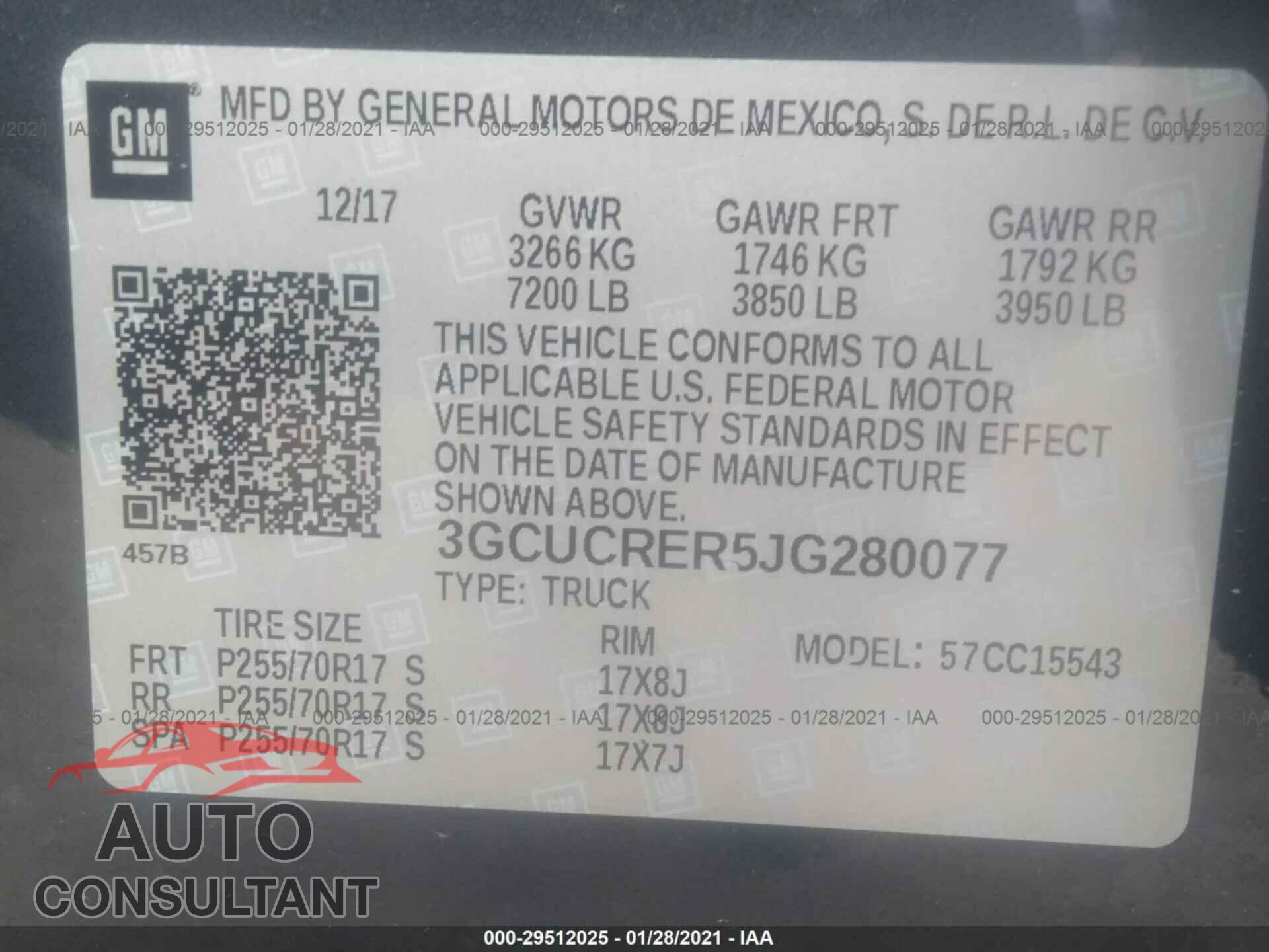 CHEVROLET SILVERADO 1500 2018 - 3GCUCRER5JG280077