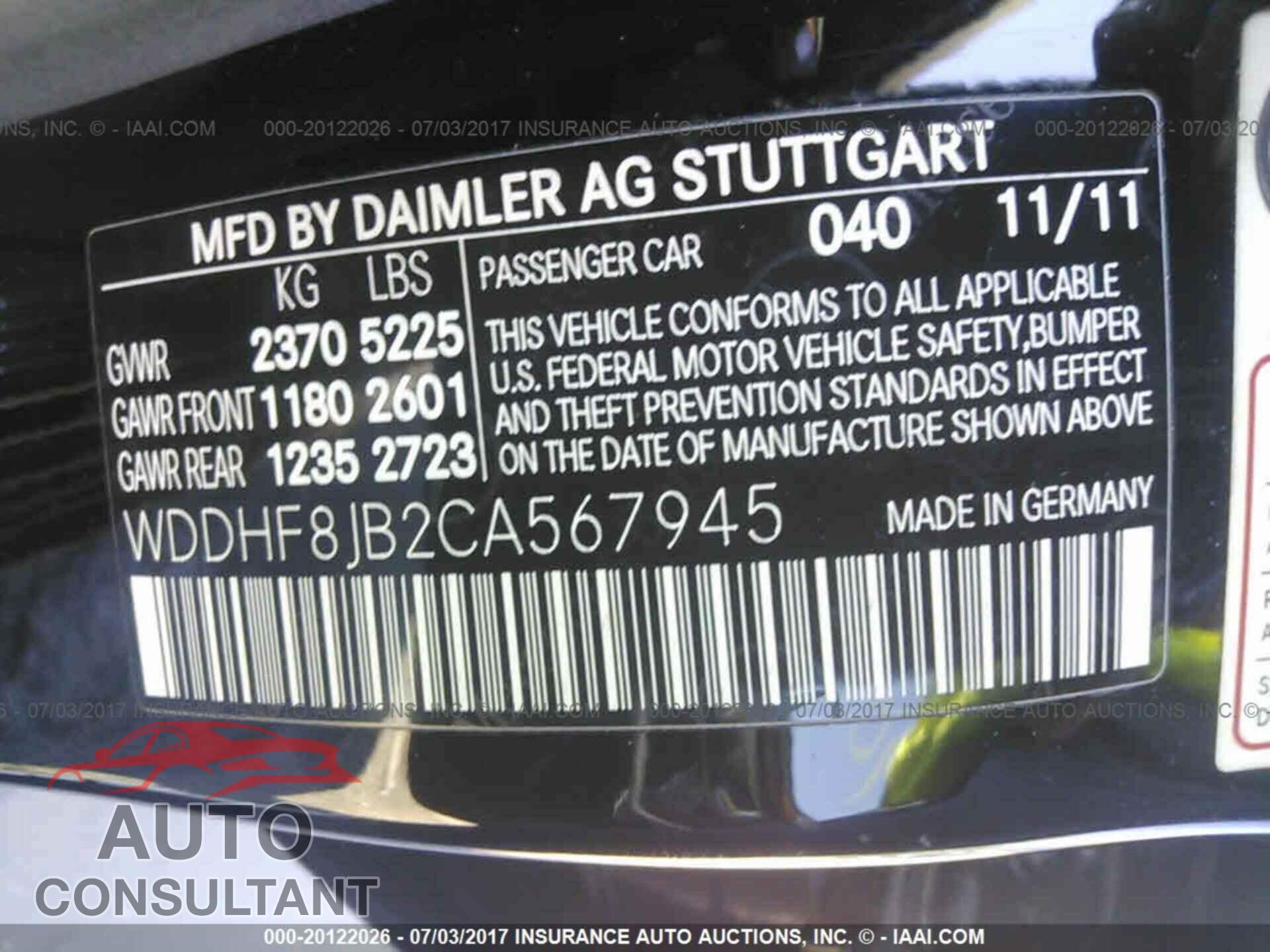 Mercedes-benz E 2012 - WDDHF8JB2CA567945