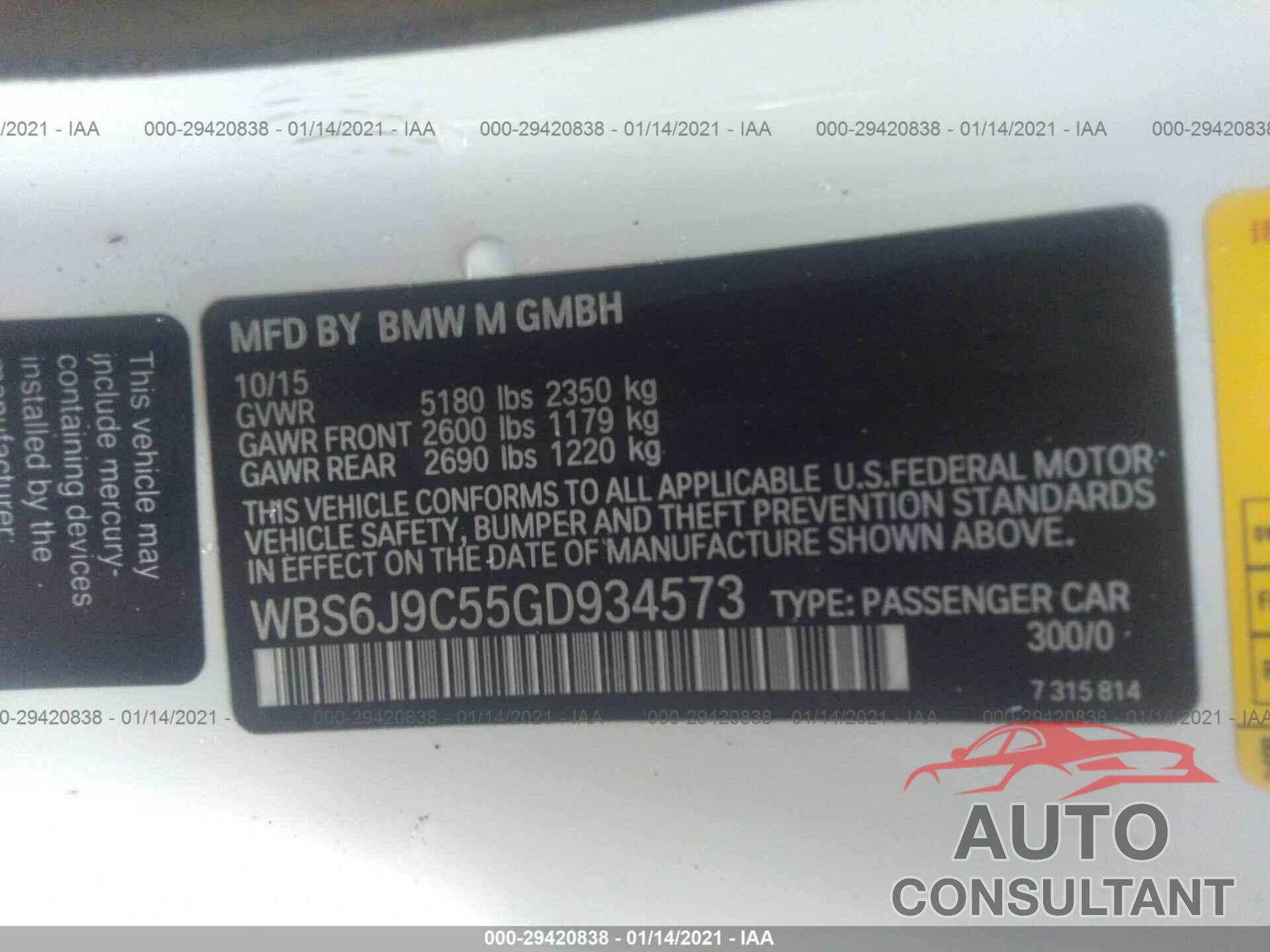 BMW M6 2016 - WBS6J9C55GD934573