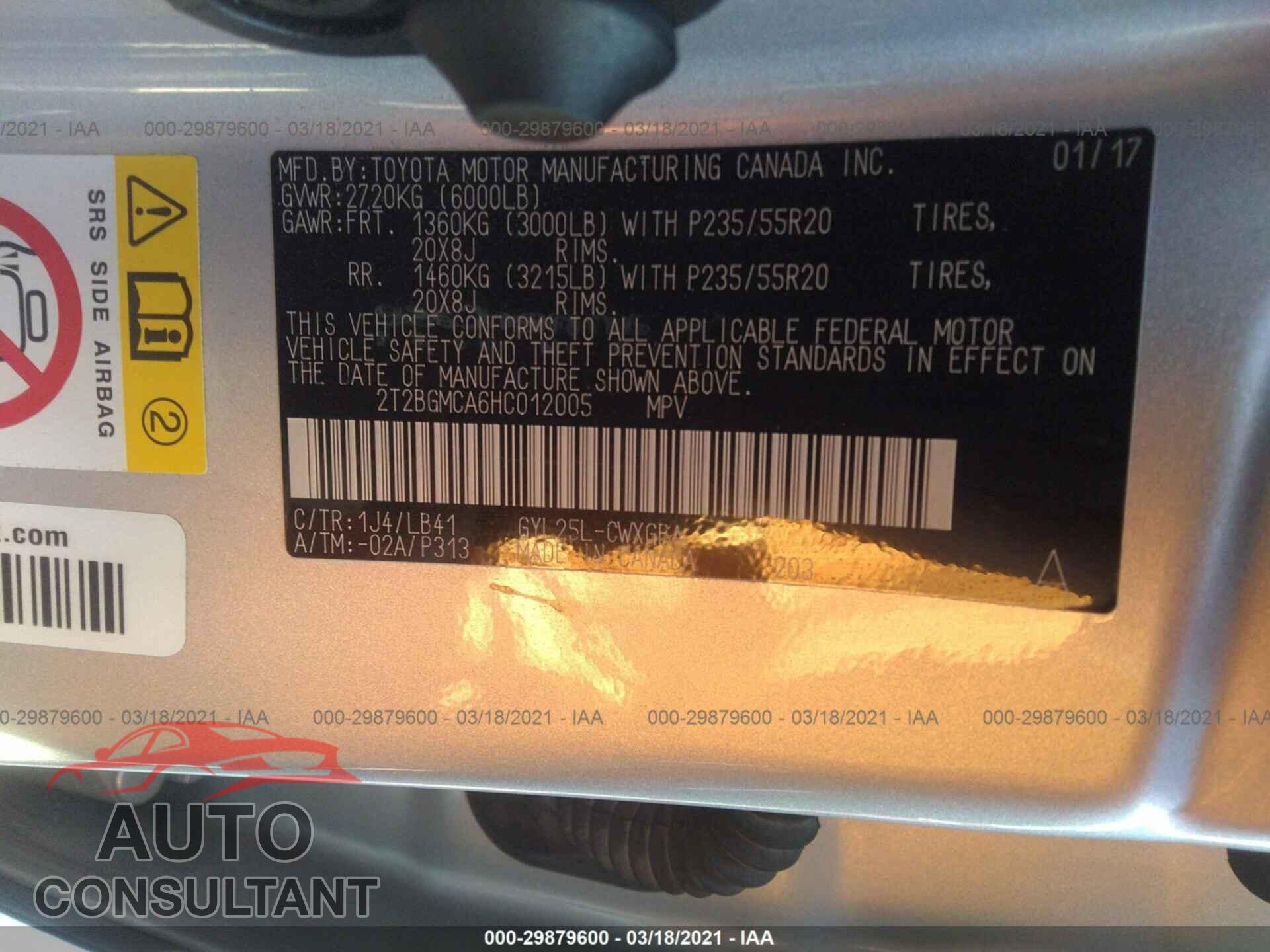 LEXUS RX 2017 - 2T2BGMCA6HC012005