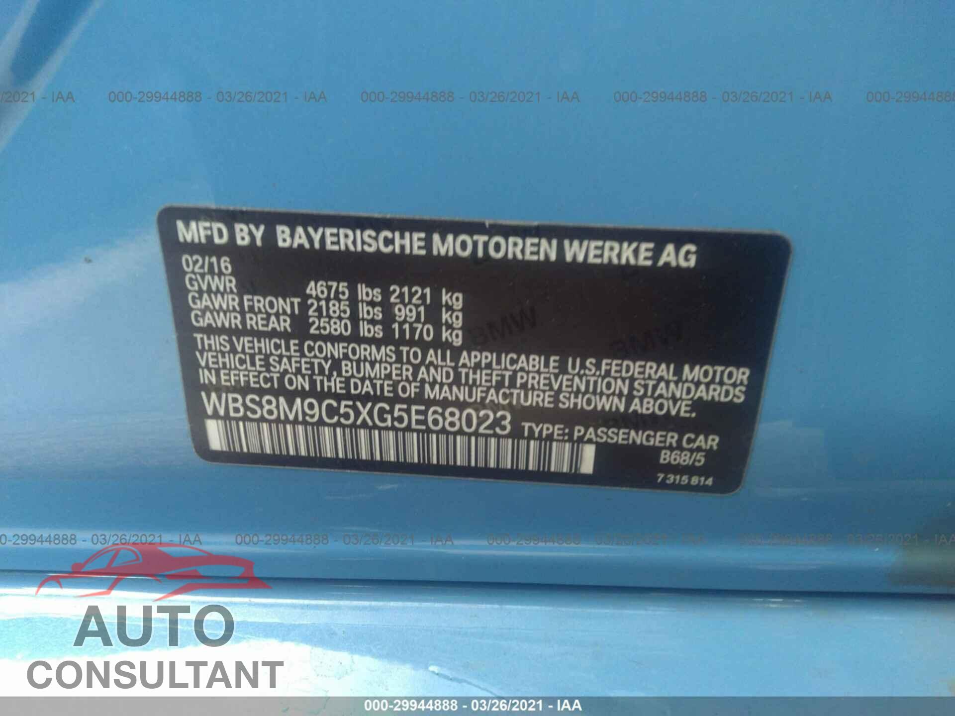 BMW M3 2016 - WBS8M9C5XG5E68023