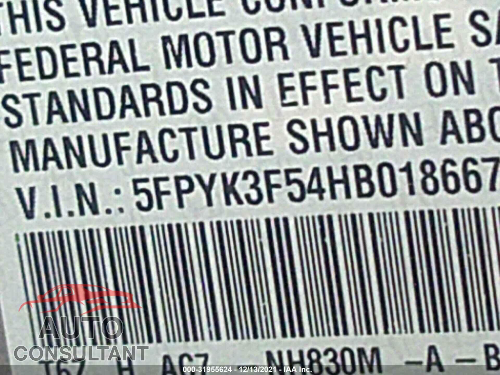 HONDA RIDGELINE 2017 - 5FPYK3F54HB018667