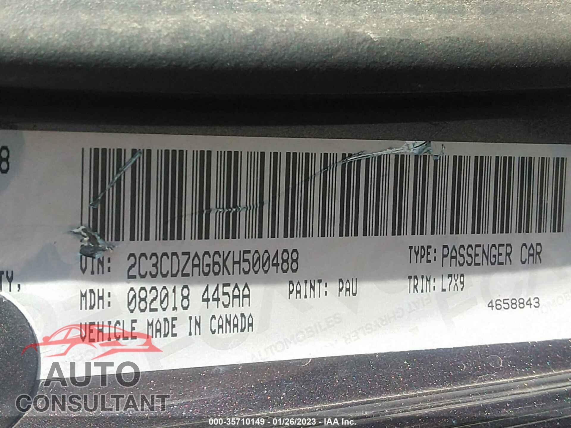 DODGE CHALLENGER 2019 - 2C3CDZAG6KH500488