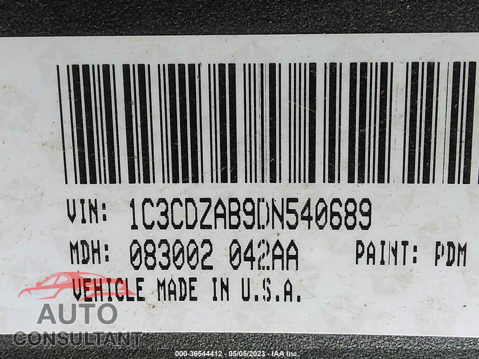 DODGE AVENGER 2013 - 1C3CDZAB9DN540689