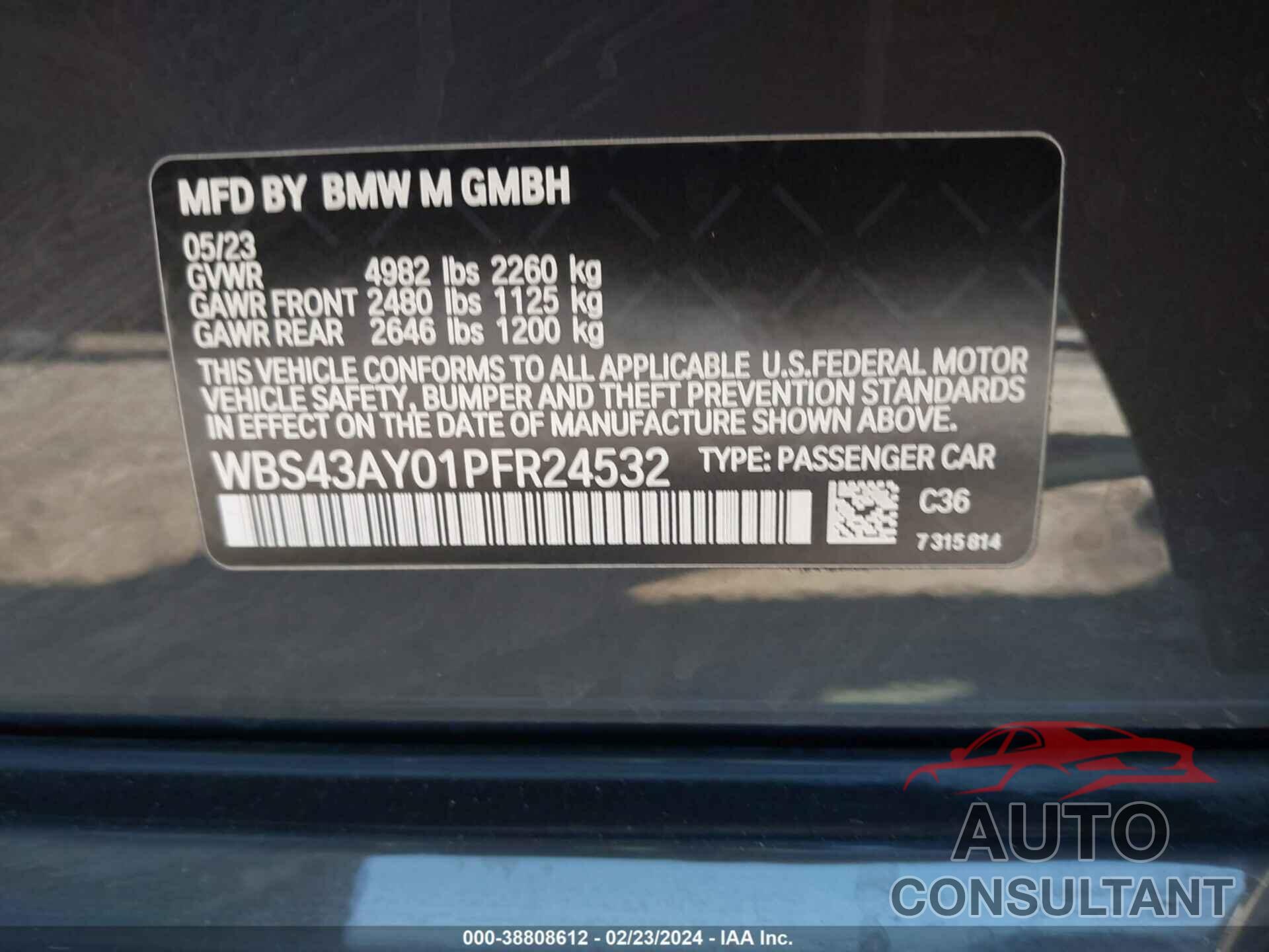 BMW M3 2023 - WBS43AY01PFR24532