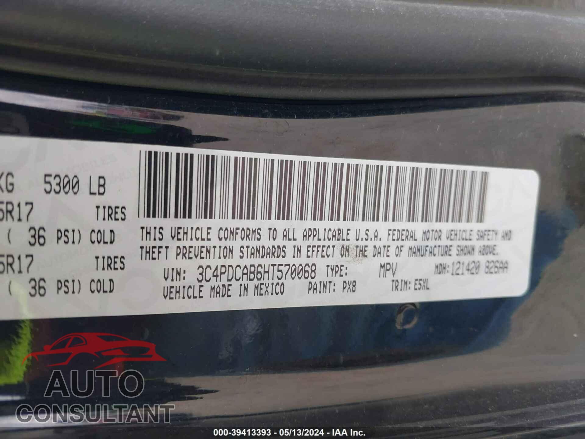 DODGE JOURNEY 2017 - 3C4PDCAB6HT570068